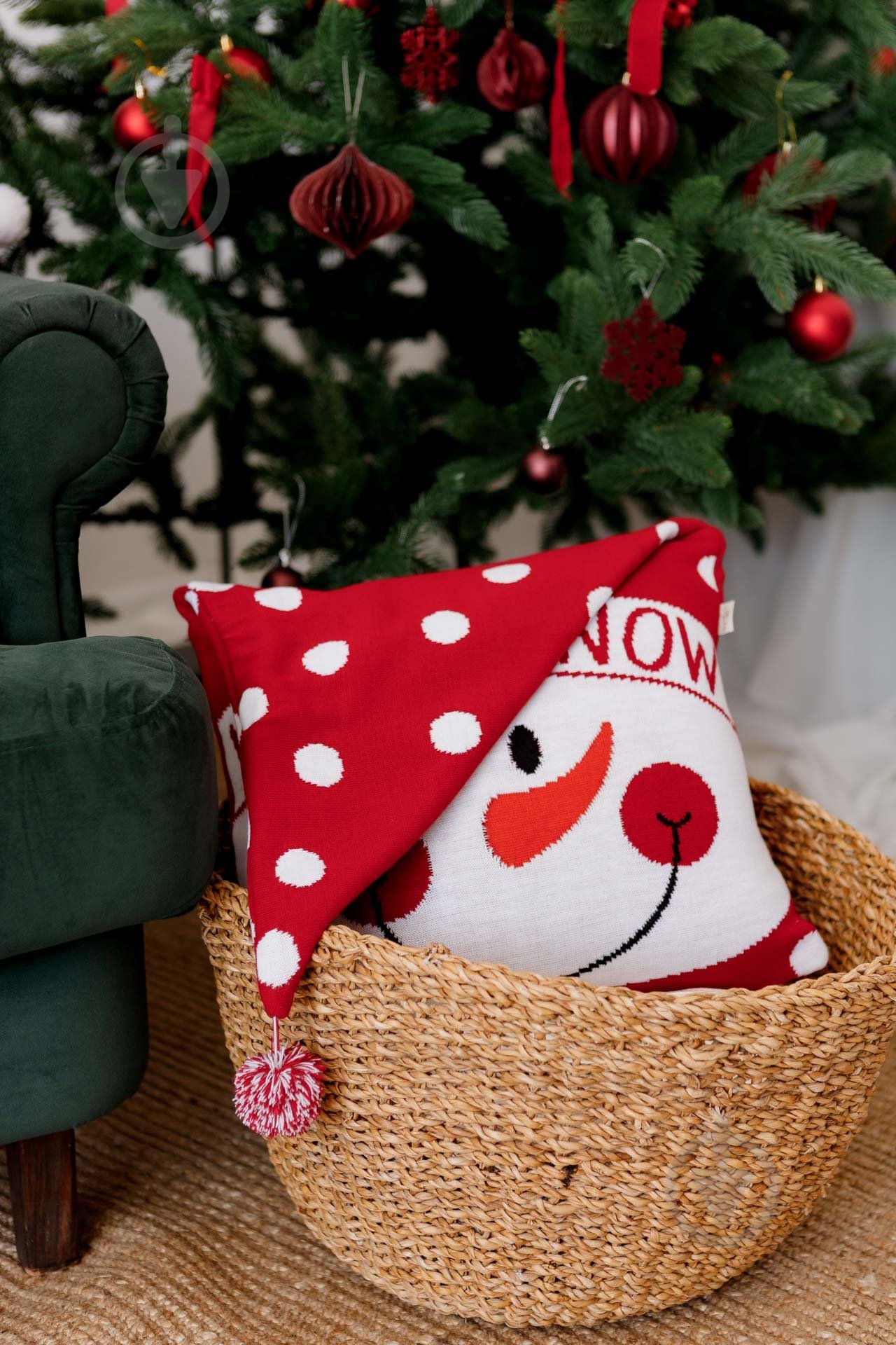 Подушка декоративная вязаная Снеговик в ковпаке 45x45 см красная Прованс - фото 7 Подушка декоративная вязаная Снеговик в ковпаке 45x45 см красная Прованс - фото 7