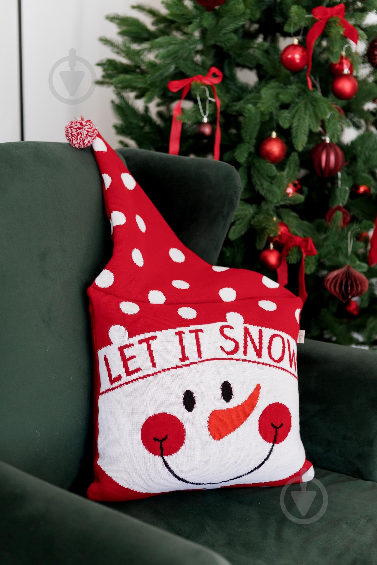 Подушка декоративная вязаная Снеговик в ковпаке 45x45 см красная Прованс - фото 5 Подушка декоративная вязаная Снеговик в ковпаке 45x45 см красная Прованс - фото 5