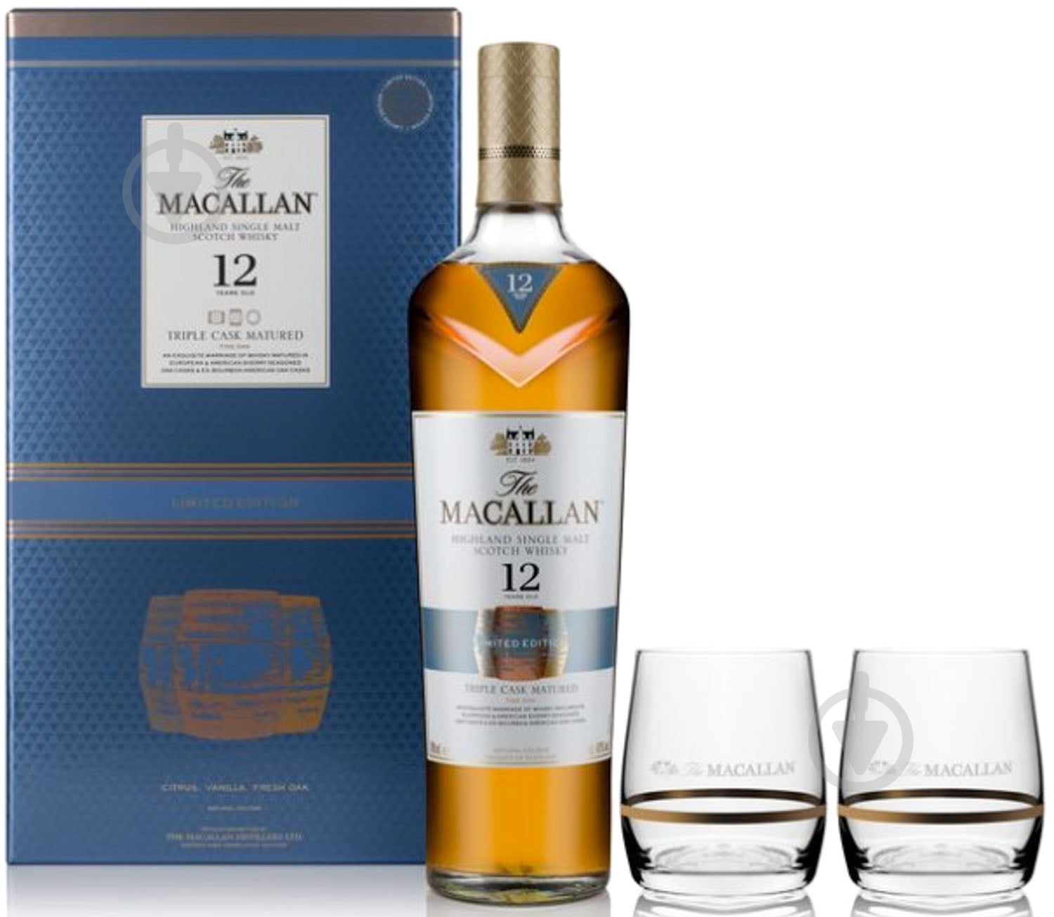ᐉ Виски The Macallan Fine Oak 12 лет выдержки с 2-мя стаканами 0