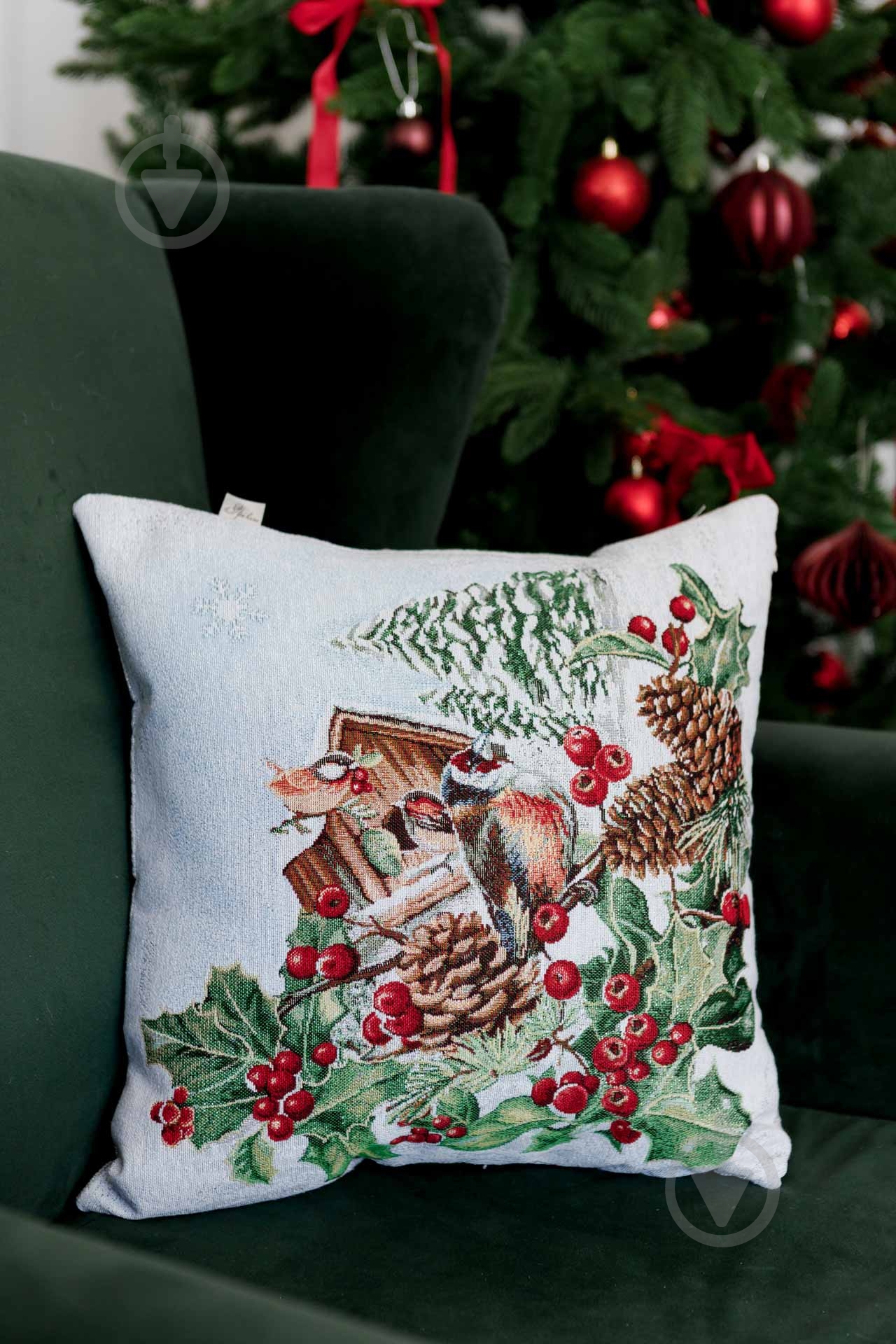 Подушка гобеленовая Птичка SQUIRREL 45x45 см Прованс - фото 3