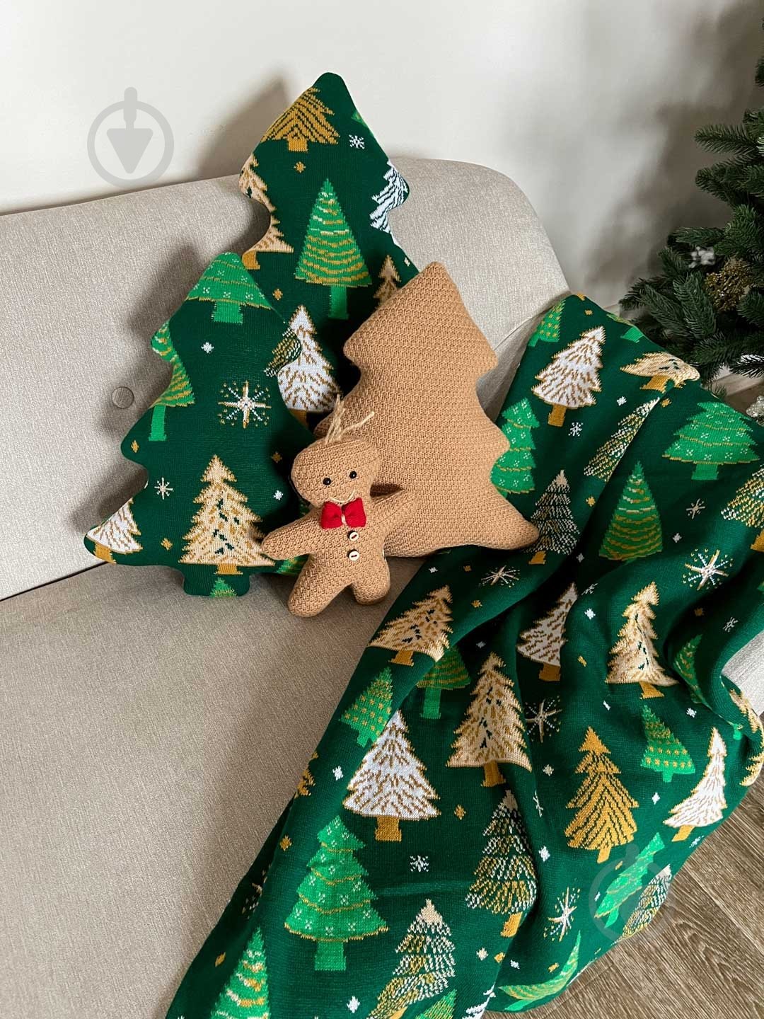 Плед в'язаний "Ялиночка" зелений 130x170 см Прованс - фото 10 Плед в'язаний "Ялиночка" зелений 130x170 см Прованс - фото 10