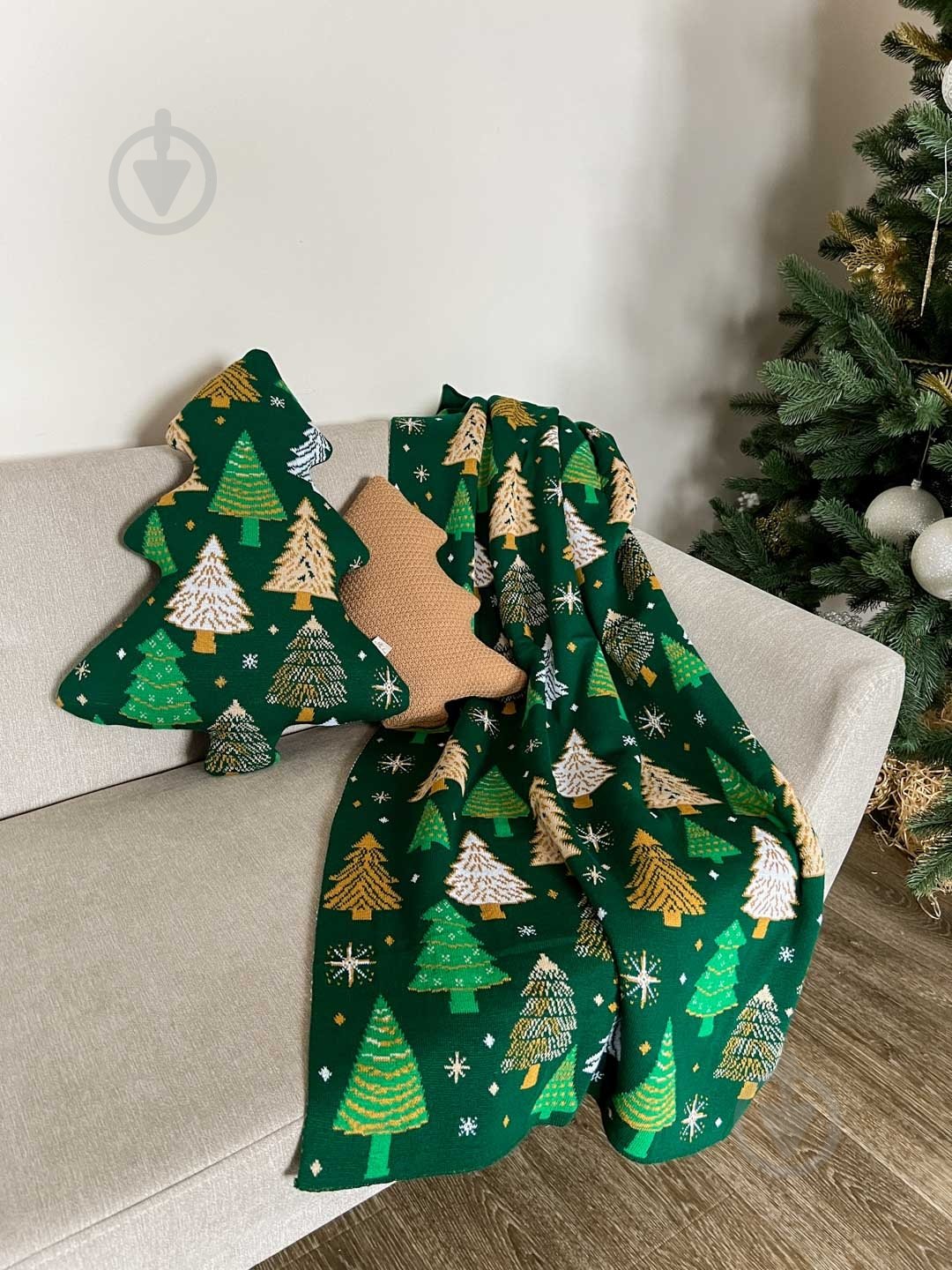 Плед в'язаний "Ялиночка" зелений 130x170 см Прованс - фото 12 Плед в'язаний "Ялиночка" зелений 130x170 см Прованс - фото 12