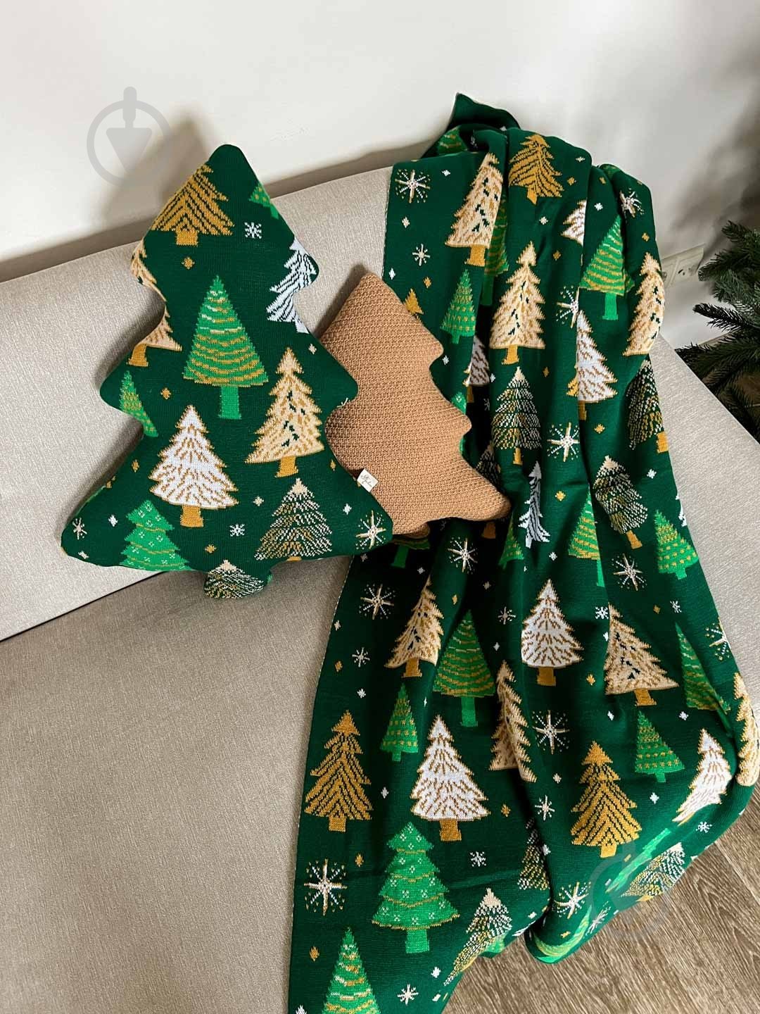 Плед в'язаний "Ялиночка" зелений 130x170 см Прованс - фото 6 Плед в'язаний "Ялиночка" зелений 130x170 см Прованс - фото 6