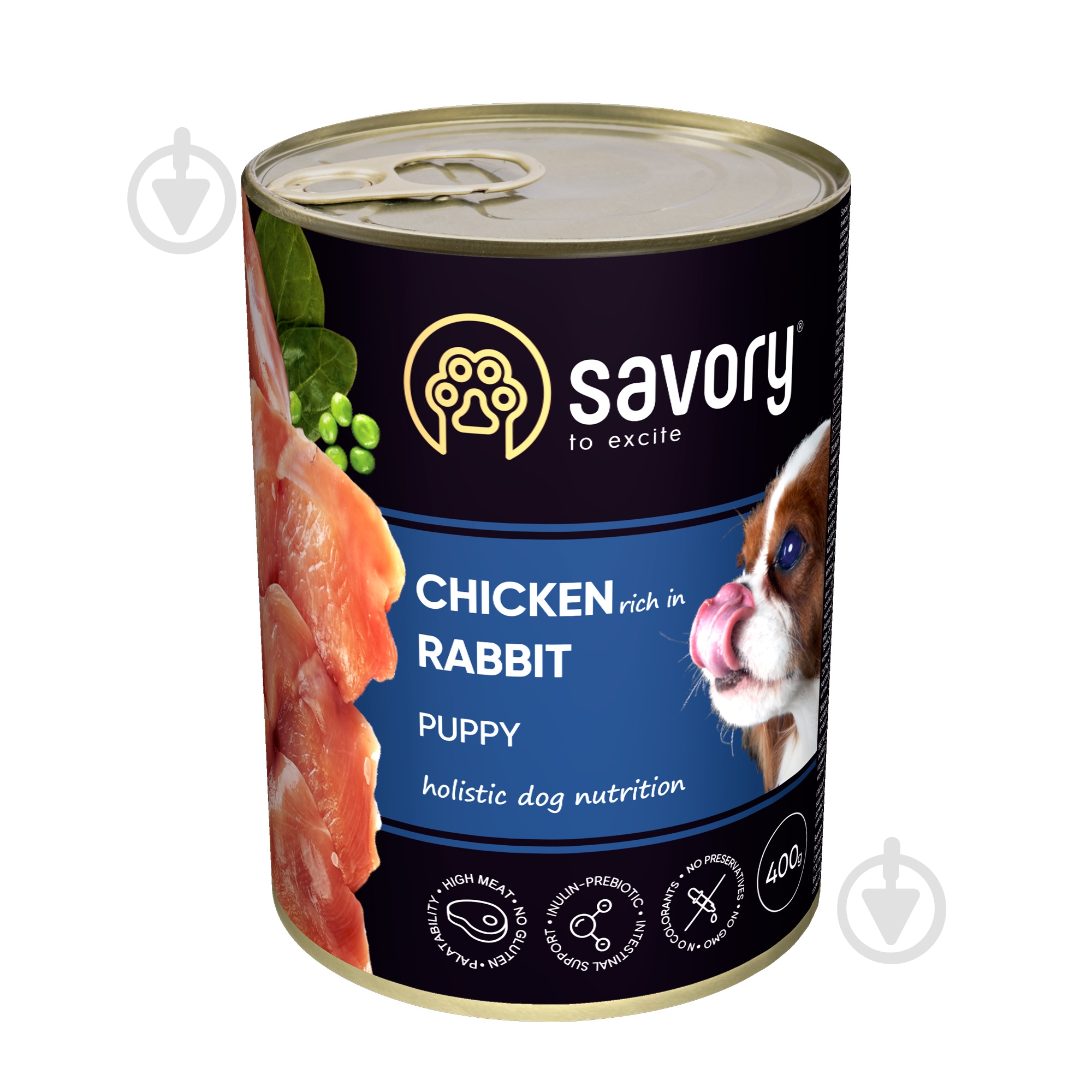 Корм вологий для цуценят для усіх порід Savory Кролик 400 г - фото 1