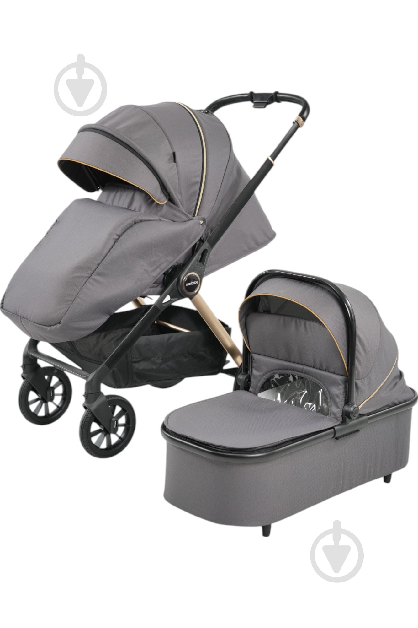Коляска універсальна 2 в 1 Coolbaby KDD-M001 графіт - фото 1