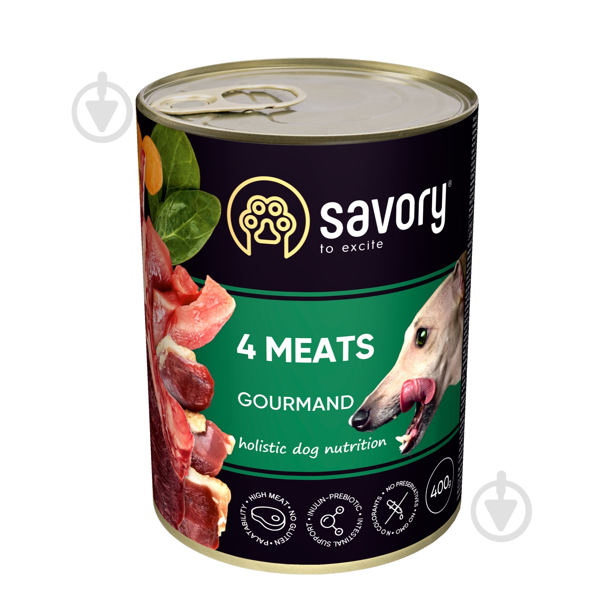 Корм вологий для дорослих собак для усіх порід Savory 4 види м’яса 400 г - фото 1