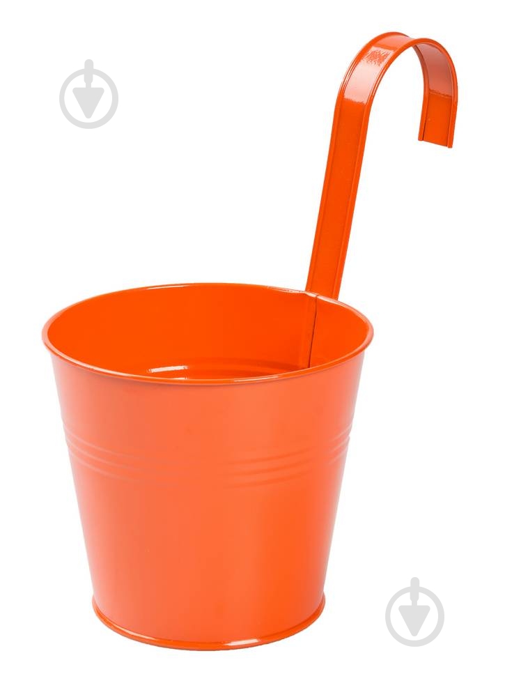 Кашпо підвісне метал 260x157 мм круглий помаранчевий 2 л - фото 1