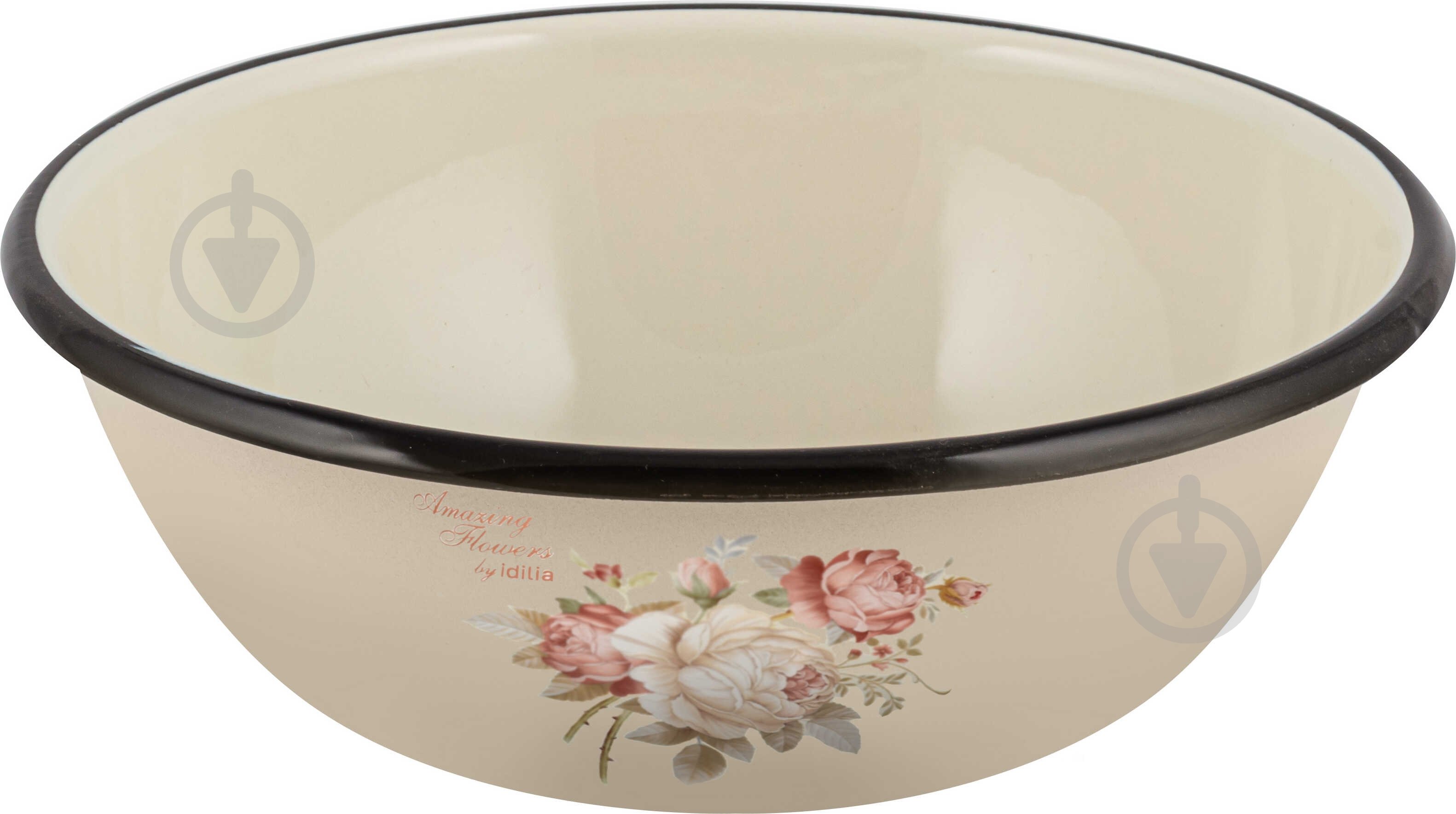 Миска емальована Idilia 2,5 л Троянда - фото 1