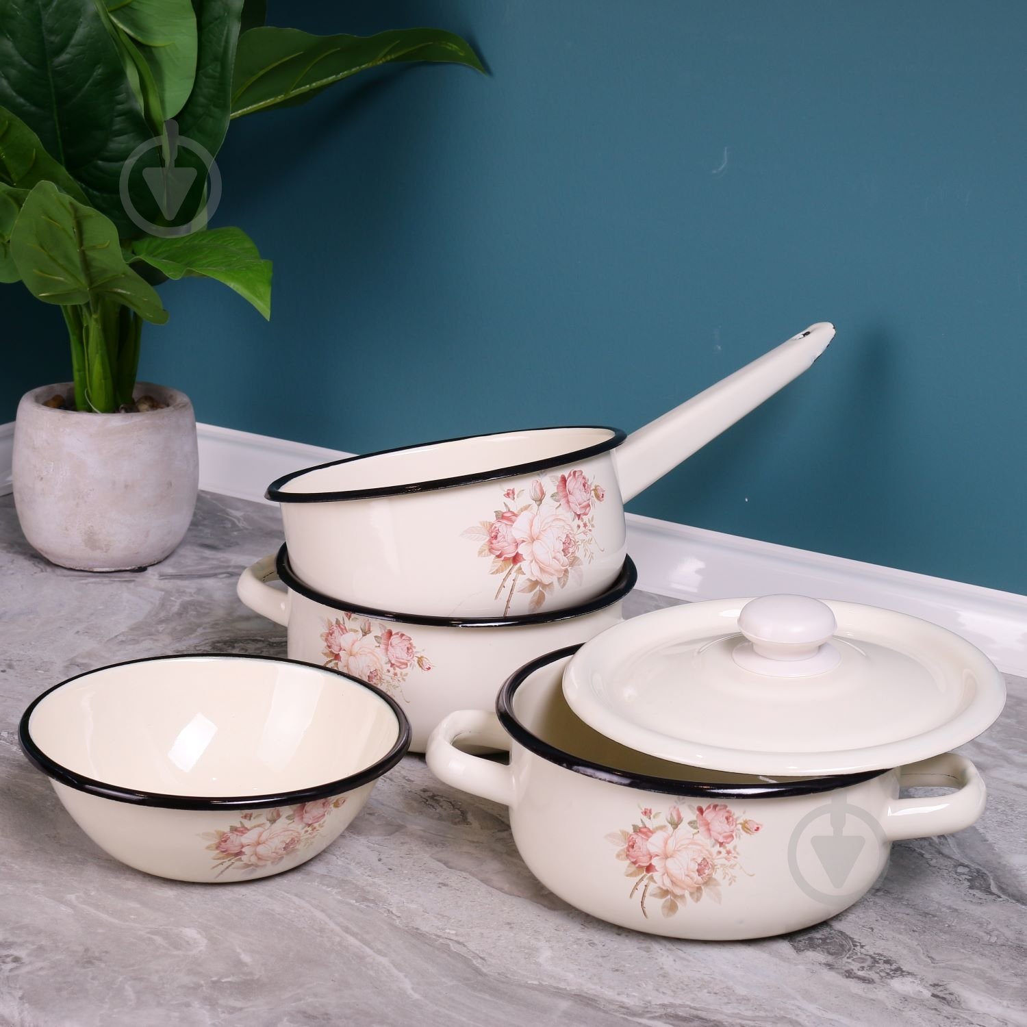 Миска емальована Idilia 2,5 л Троянда - фото 4