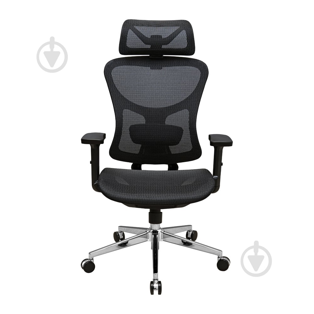 Крісло Richman Ергостар хром multibuttons slider/3d/2d сітка чорний - фото 2