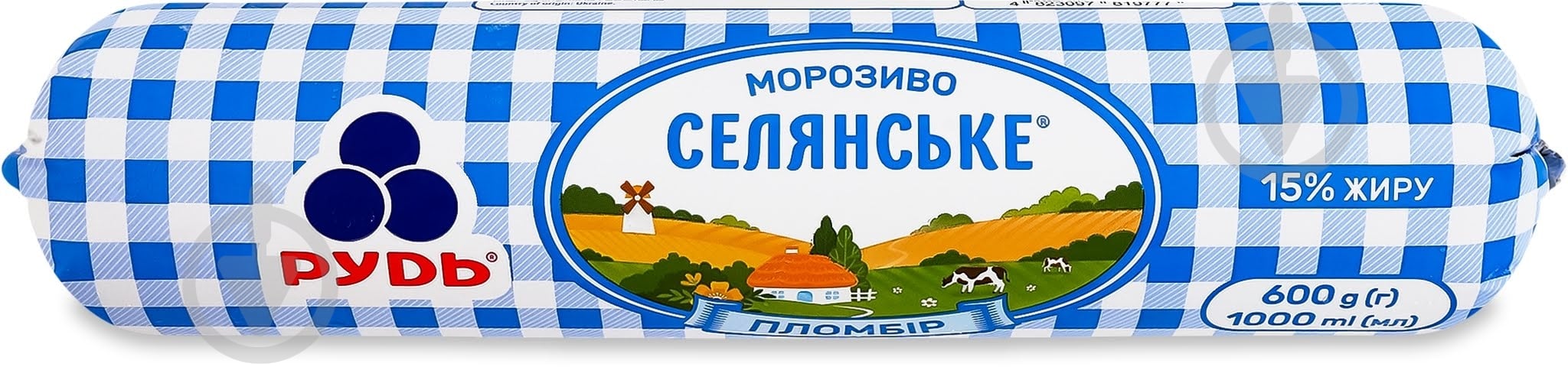 Морозиво Рудь 15% пломбір Селянське м/у 600г - фото 1