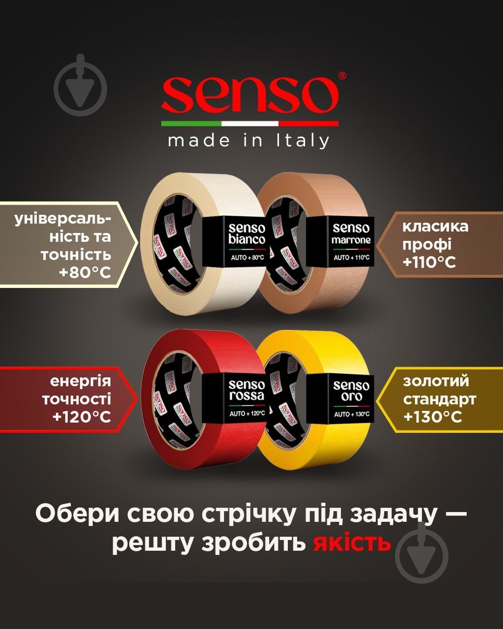 Стрічка малярна SENSO ORO AUTO + 130 °C 24 мм 36,6 м жовтий - фото 5