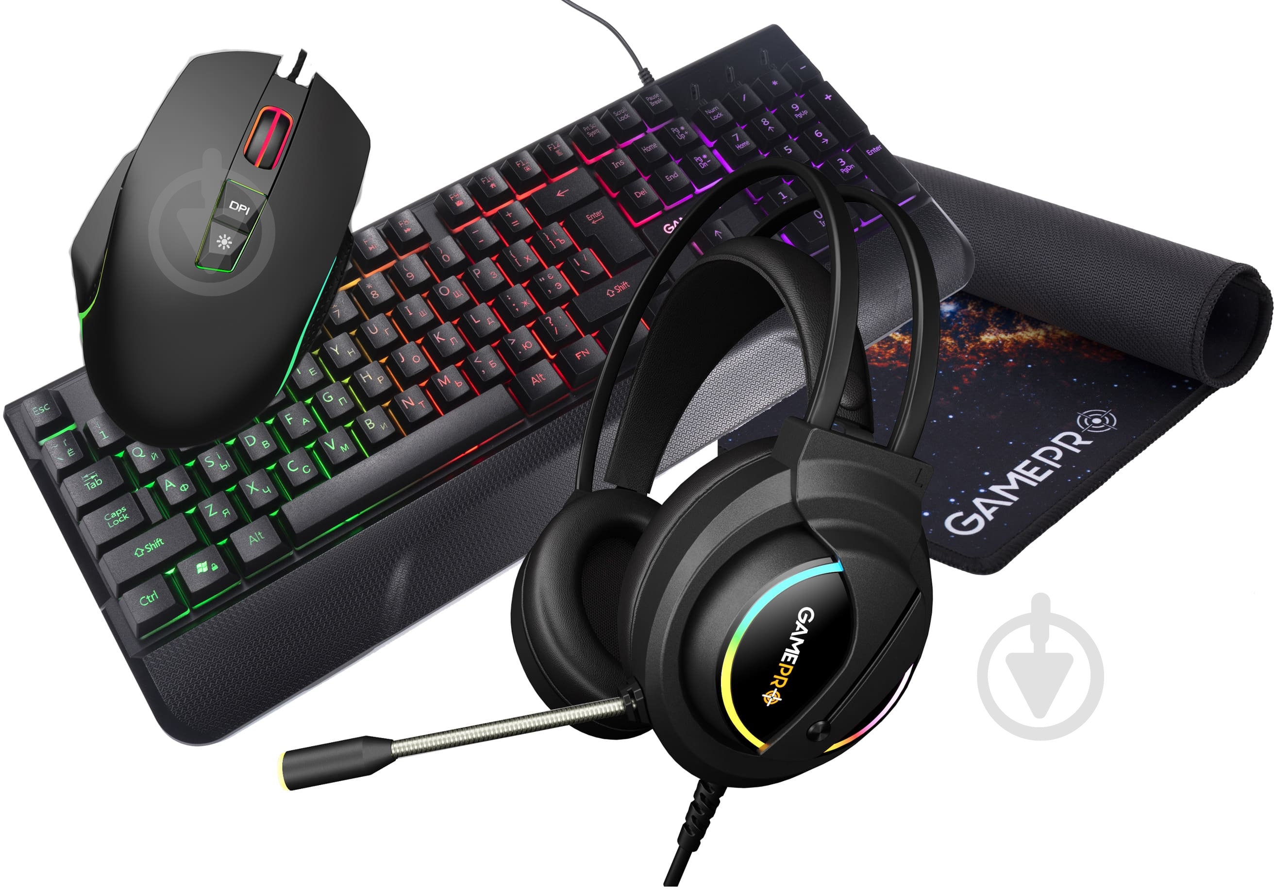 ᐉ Комплект игровой GamePro Gameset 4в1 USB GS1252 + гарнитура
