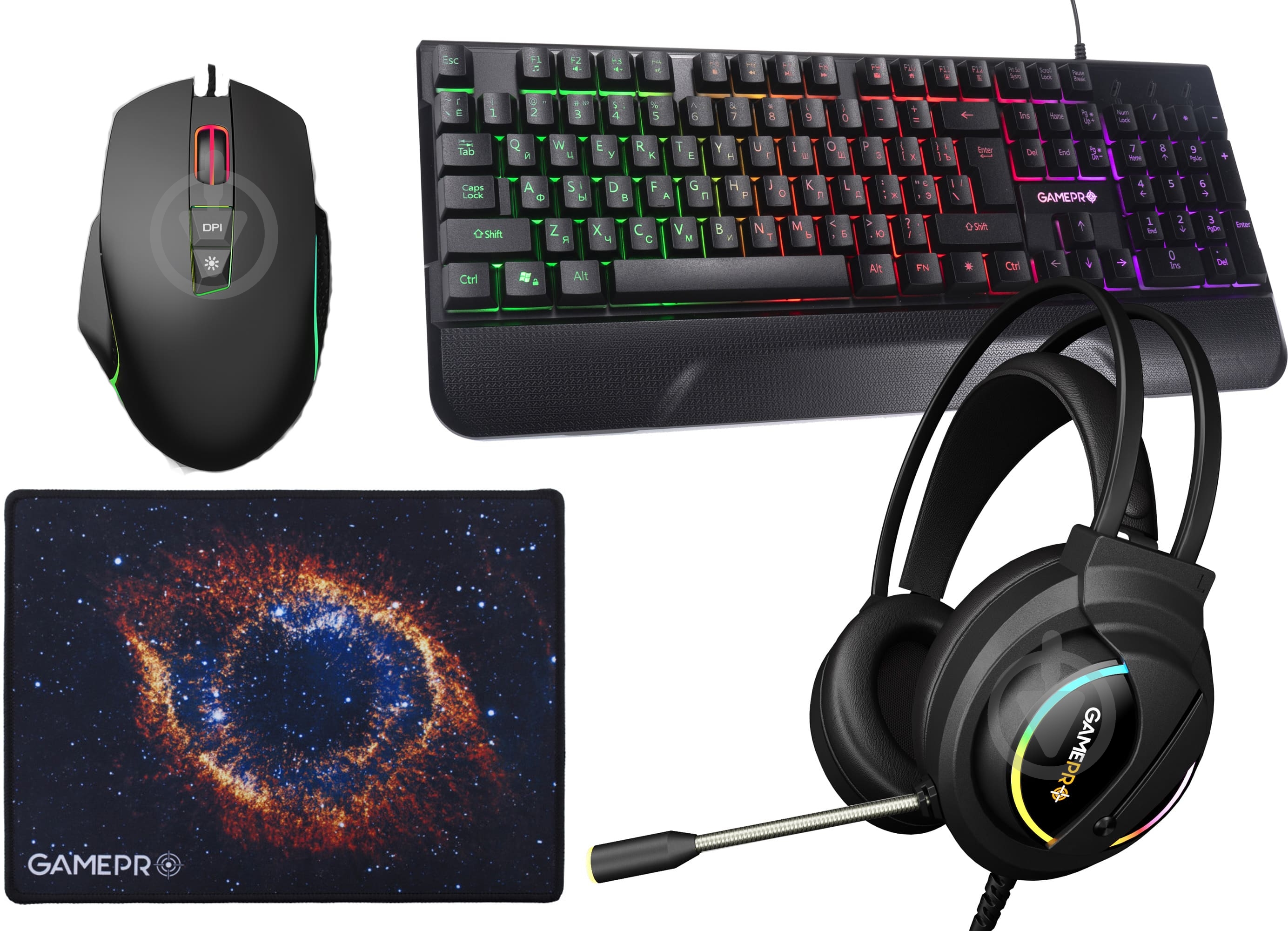 ᐉ Комплект игровой GamePro Gameset 4в1 USB GS1252 + гарнитура
