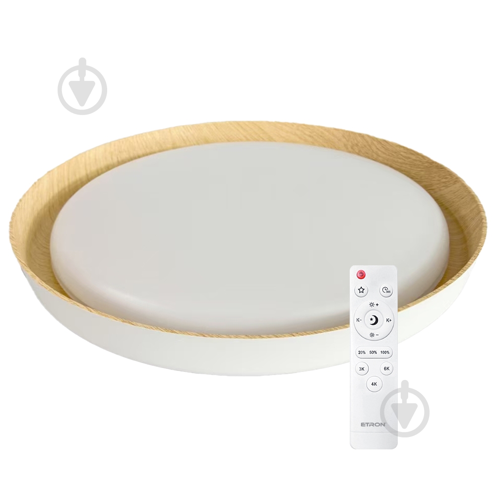 Світильник стельовий ETRON Smart ARRIVAL Wood&White 45 Вт 3000К 4000К 6500К К 1-ESP-2002 - фото 1