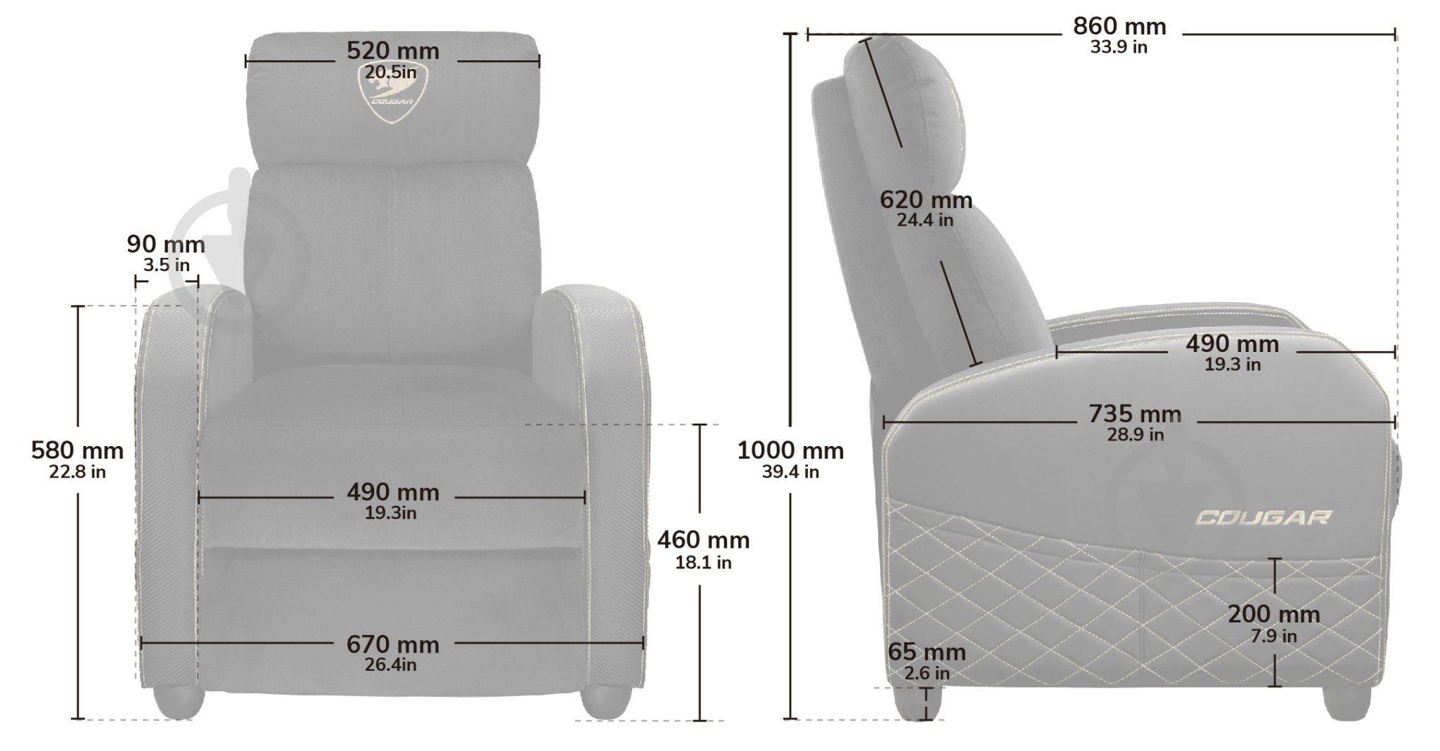 Крісло Cougar RANGER ELITE JET GRAY сірий - фото 9