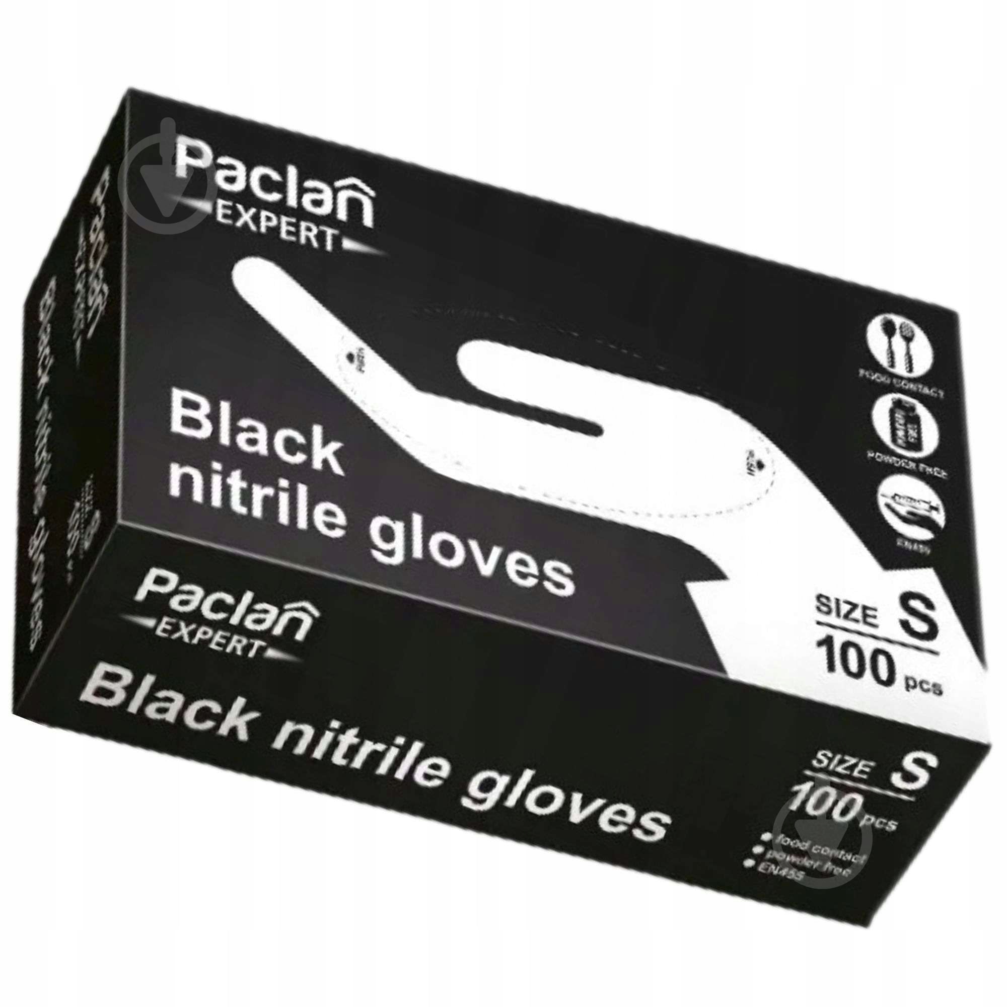 Рукавички нітрилові Paclan Expert р. S 50 пар/уп. чорні - фото 1