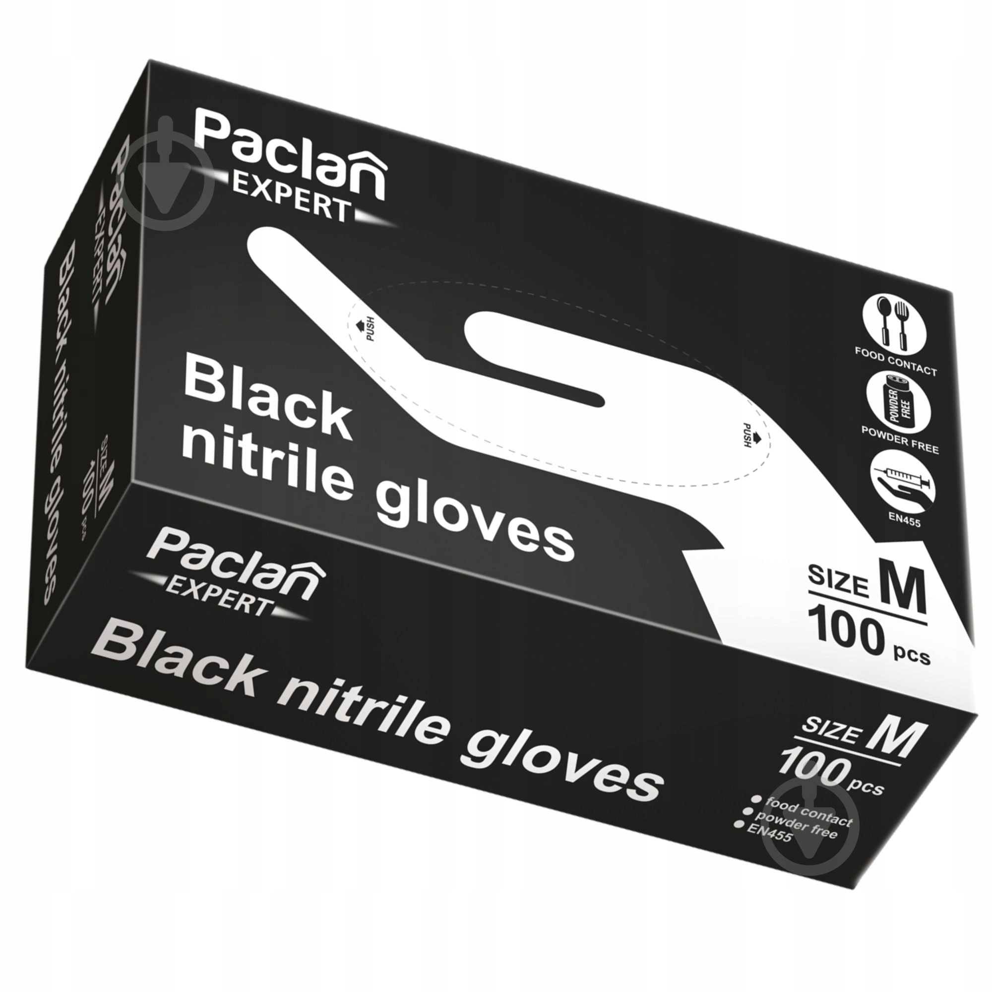 Перчатки нитриловые Paclan EXPERT Black р. M 50 пар/уп. - фото 1