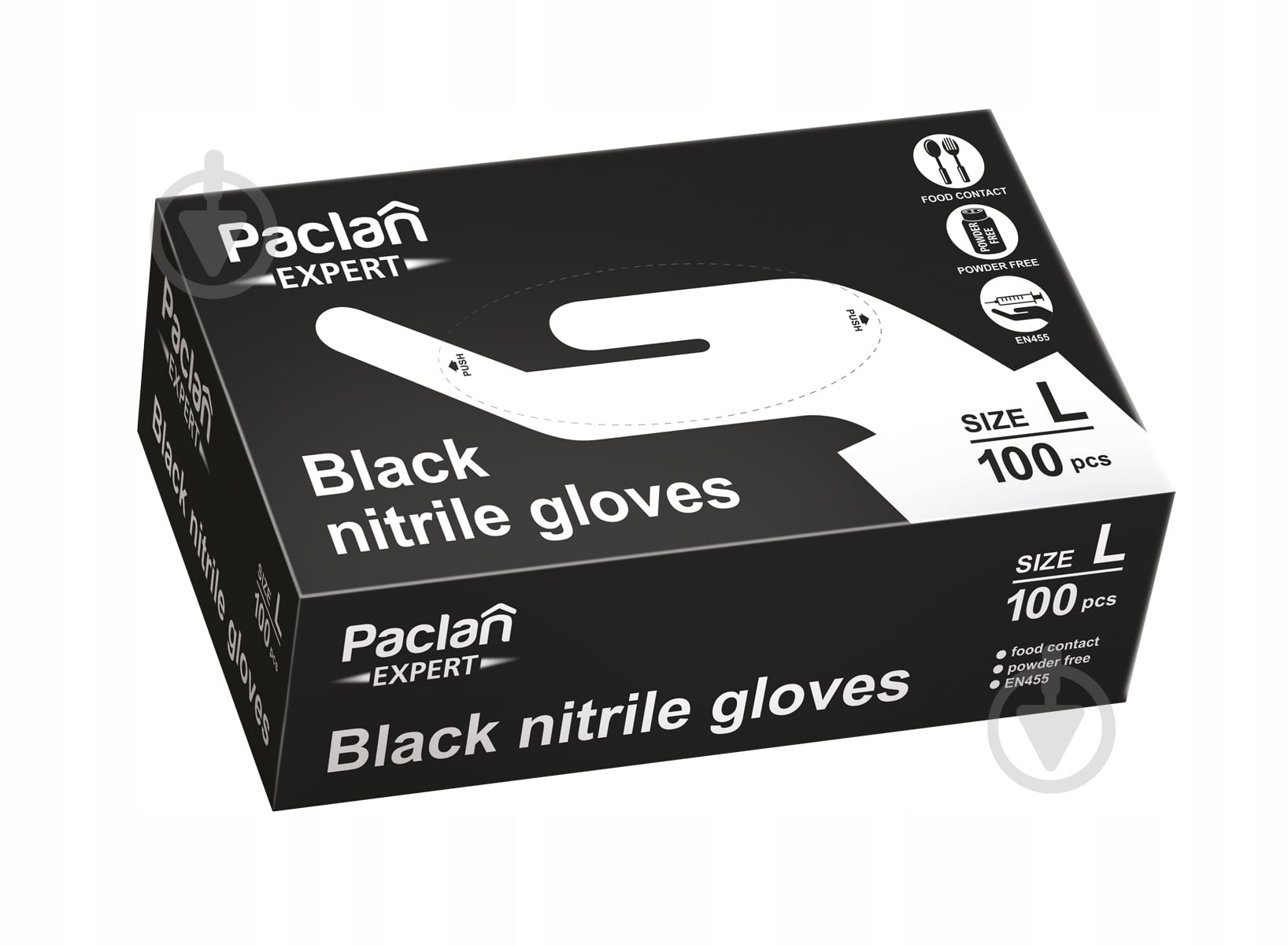 Рукавички нітрилові Paclan Expert р. L 50 пар/уп. чорні - фото 1
