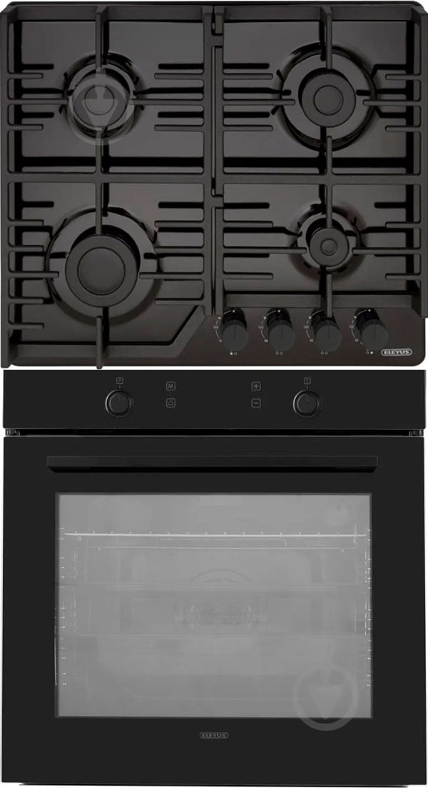 Комплект вбудовуваної техніки Eleyus духова шафа WANDA 6009 BL STL + варильна поверхня газова MAGENTA 60 BL CF - фото 1 Комплект вбудовуваної техніки Eleyus духова шафа WANDA 6009 BL STL + варильна поверхня газова MAGENTA 60 BL CF - фото 1