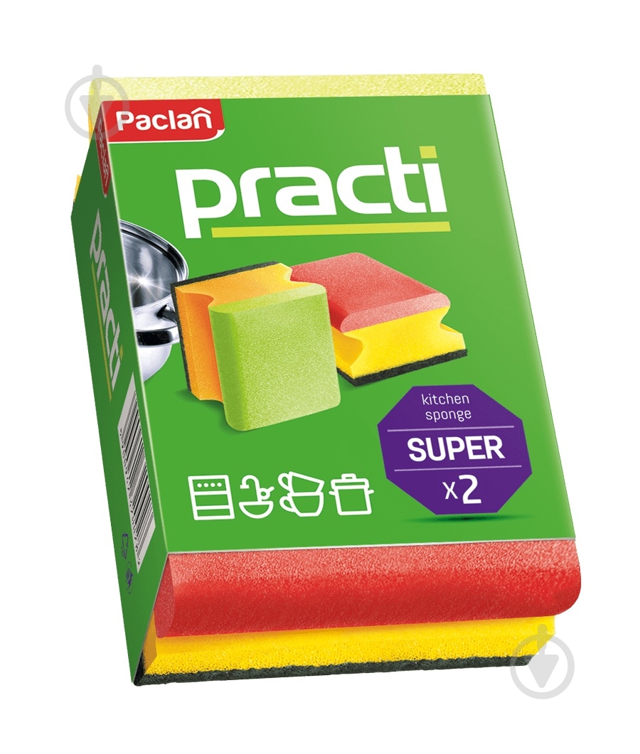 Губка для посуды Paclan Practi 2 шт. - фото 1 Губка для посуды Paclan Practi 2 шт. - фото 1