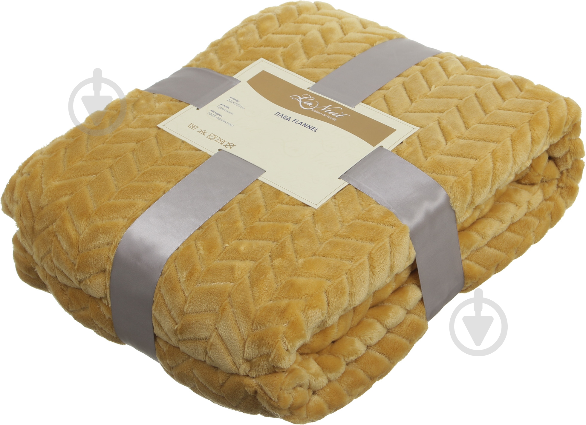 Плед Flannel Plush 200x220 см гірчичний La Nuit - фото 3