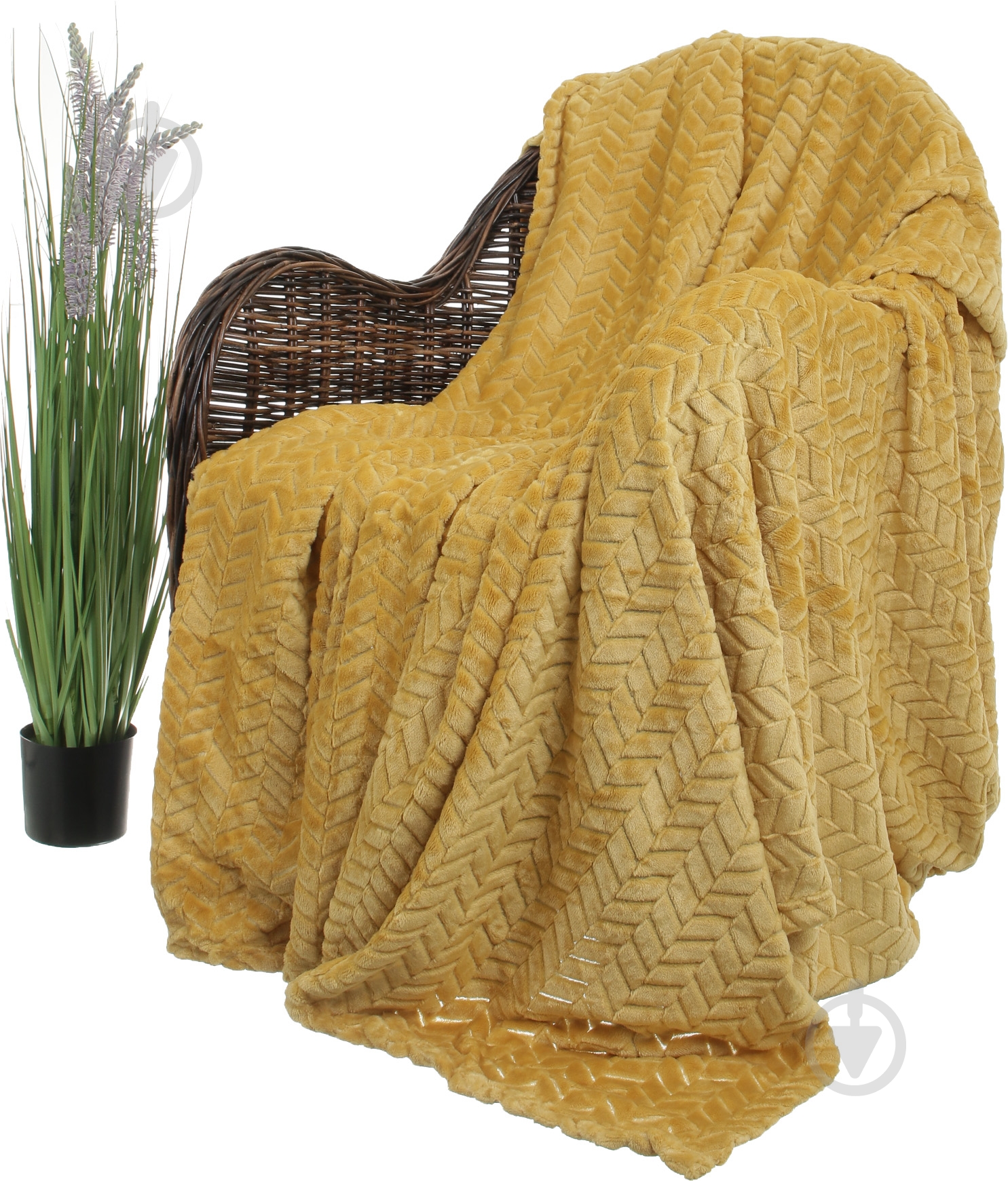Плед Flannel Plush 200x220 см гірчичний La Nuit - фото 1
