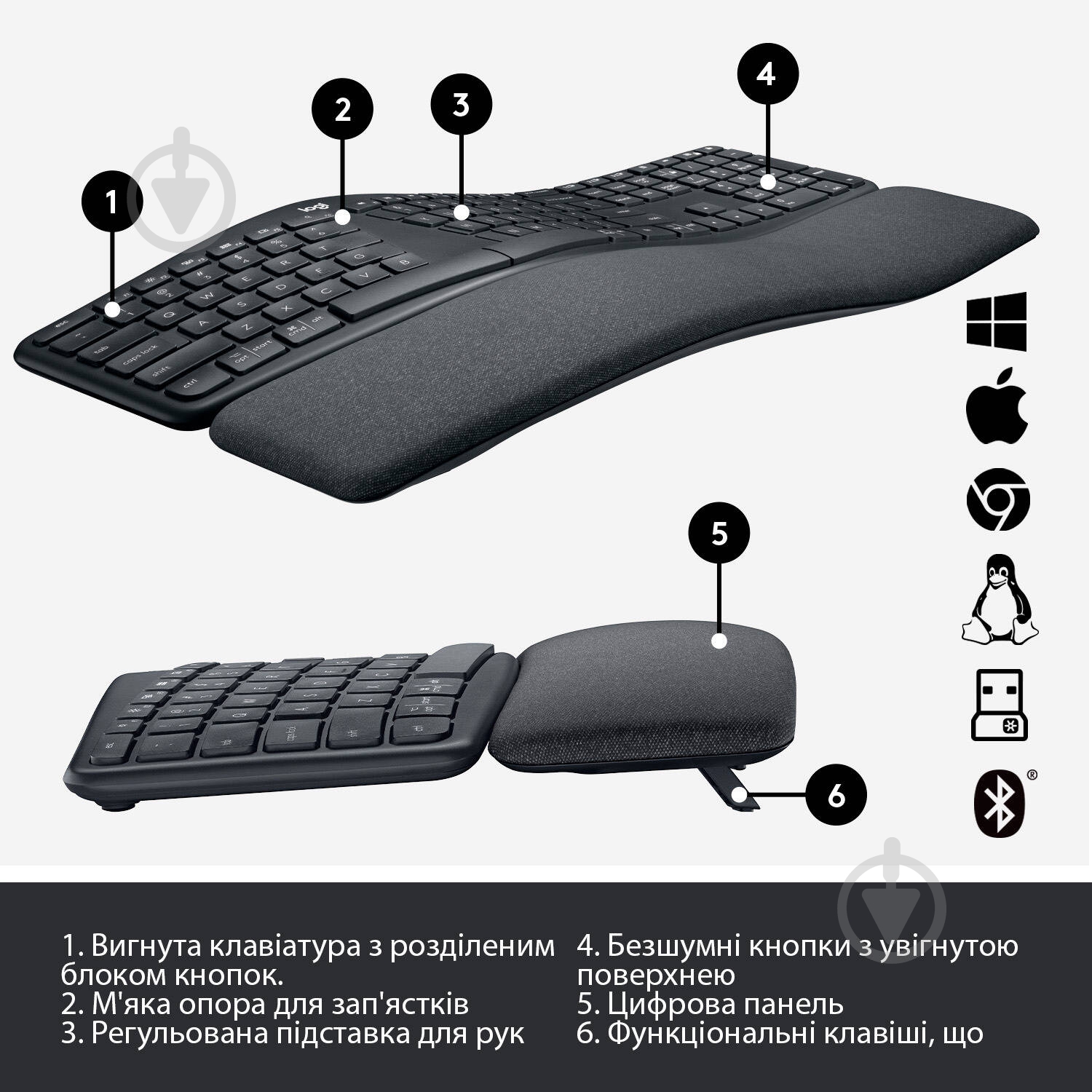 Клавиатура Logitech Ergo K860 USB (920-010110) black - фото 6
