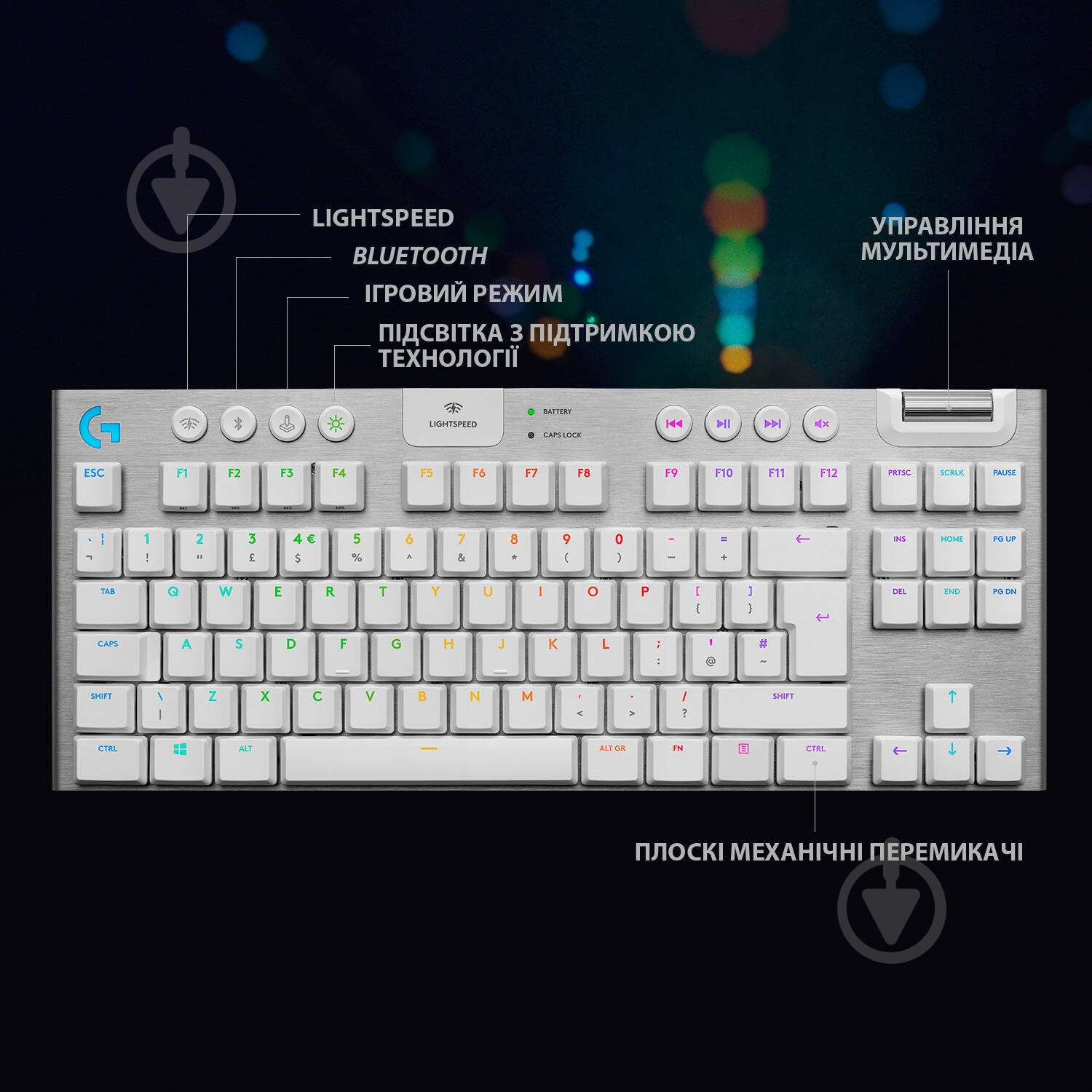 Клавиатура Logitech G915 TKL Lightspeed Wireless (920-010117) white - фото 7