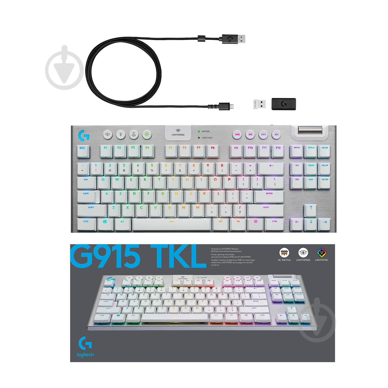 Клавиатура Logitech G915 TKL Lightspeed Wireless (920-010117) white - фото 10