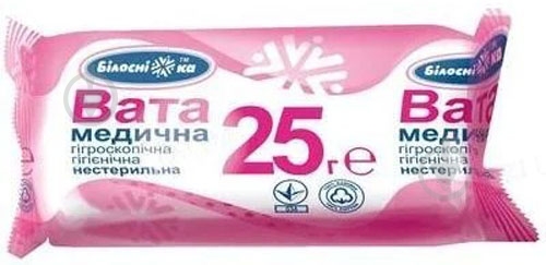 Вата Білосніжка Нестерильна 25 г 1 шт. - фото 1