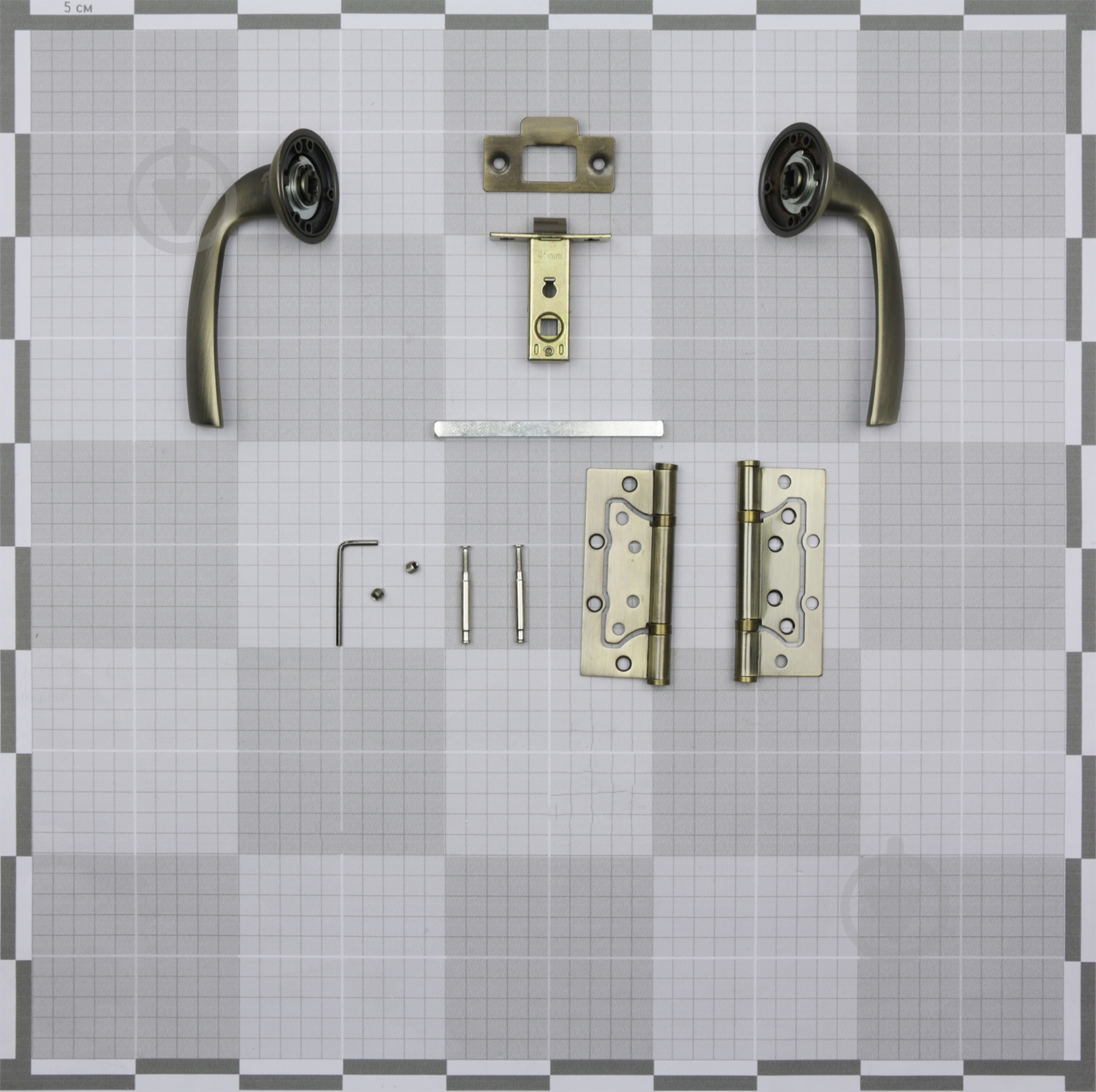 Защелка врезная с ручками Comit Kea матовая античная латунь - фото 6