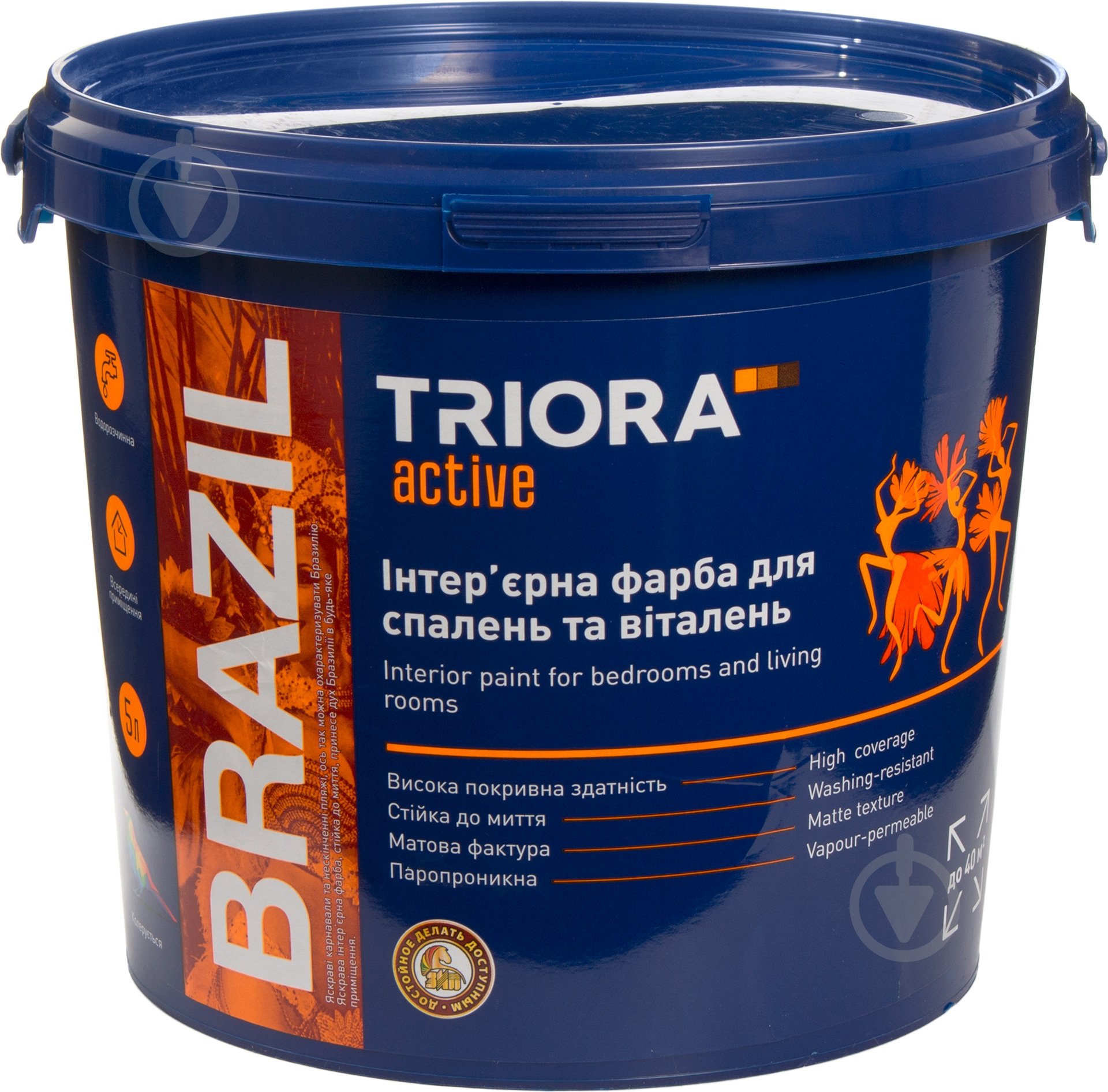 Фарба акрилова водоемульсійна Triora BRAZIL глибокий мат білий 5 л - фото 1