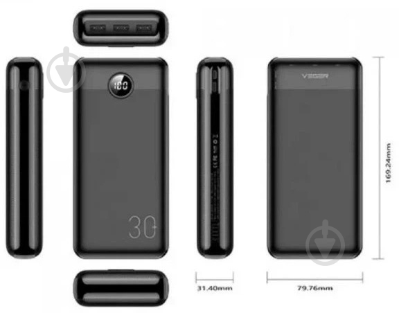 Повербанк VEGER L30 30000 mAh black (6970453554167) - фото 4