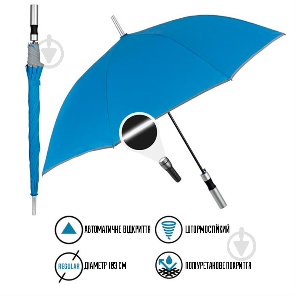 Зонт-трость Perletti Reflecting синий - фото 4