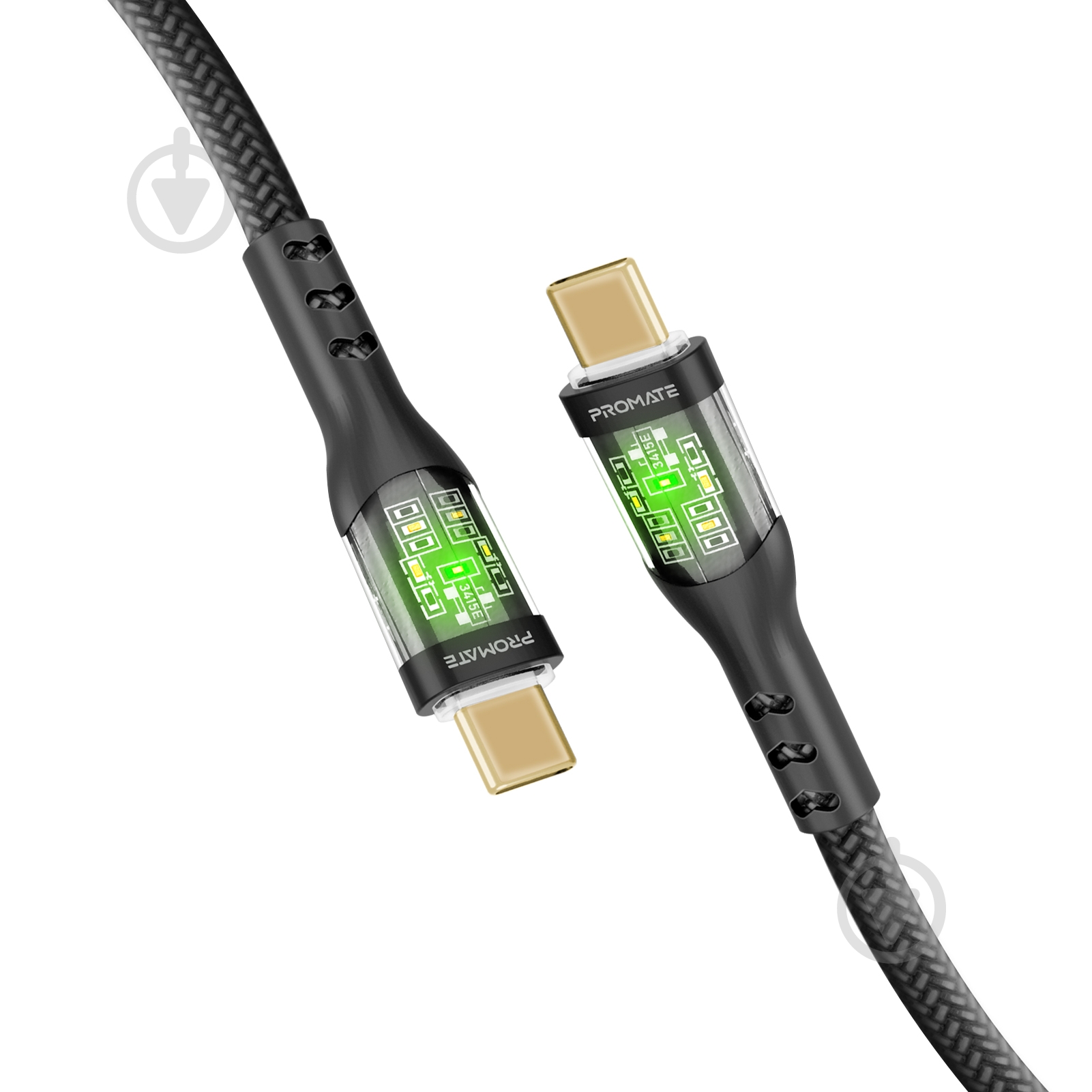 Кабель Promate TransLine-CC USB-C to USB-C 60W Power Delivery 1,2 м чорний (transline-cc.black) - фото 1