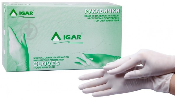 Рукавички медичні IGAR латексні з пудрою нестерильні розмір S 100 шт./уп. - фото 1