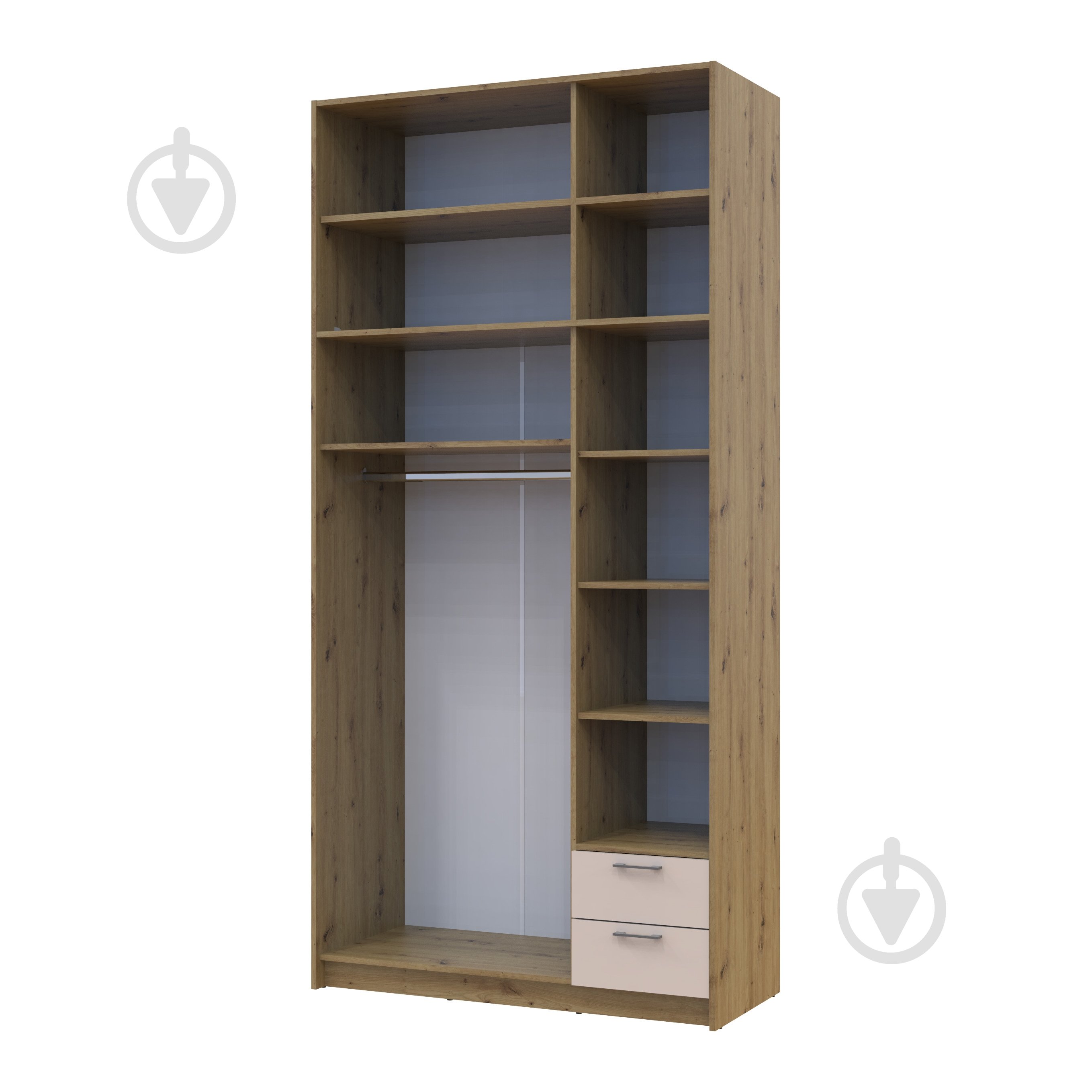 Шафа для одягу Doros Ронді з високою антресолею та дзеркалом 3ДСП 2600х1210х520 мм дуб артізан / кашемір - фото 3 Шафа для одягу Doros Ронді з високою антресолею та дзеркалом 3ДСП 2600х1210х520 мм дуб артізан / кашемір - фото 3