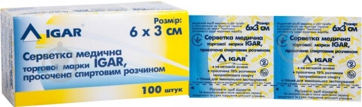 Серветки спиртові 30 мм х 60 мм р.універсальні 100 шт./уп. - фото 1