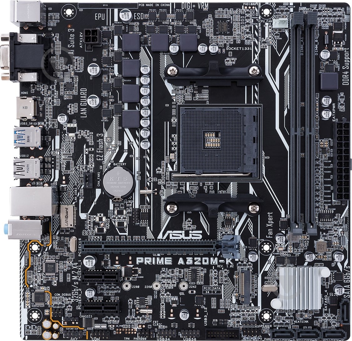 Материнская плата Asus 90MB0TV0-M0EAY0 (Socket AM4, AMD A320, micro ATX) - фото 1
