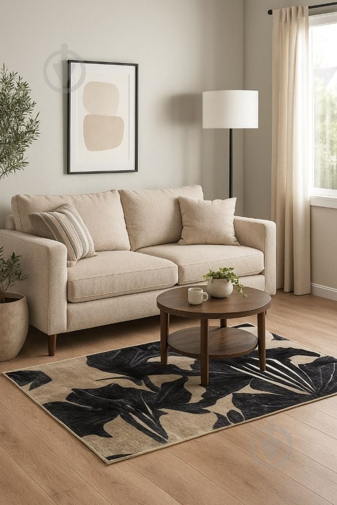 Килимок Dariana PLUSH сіра квітка 75x150 см - фото 4