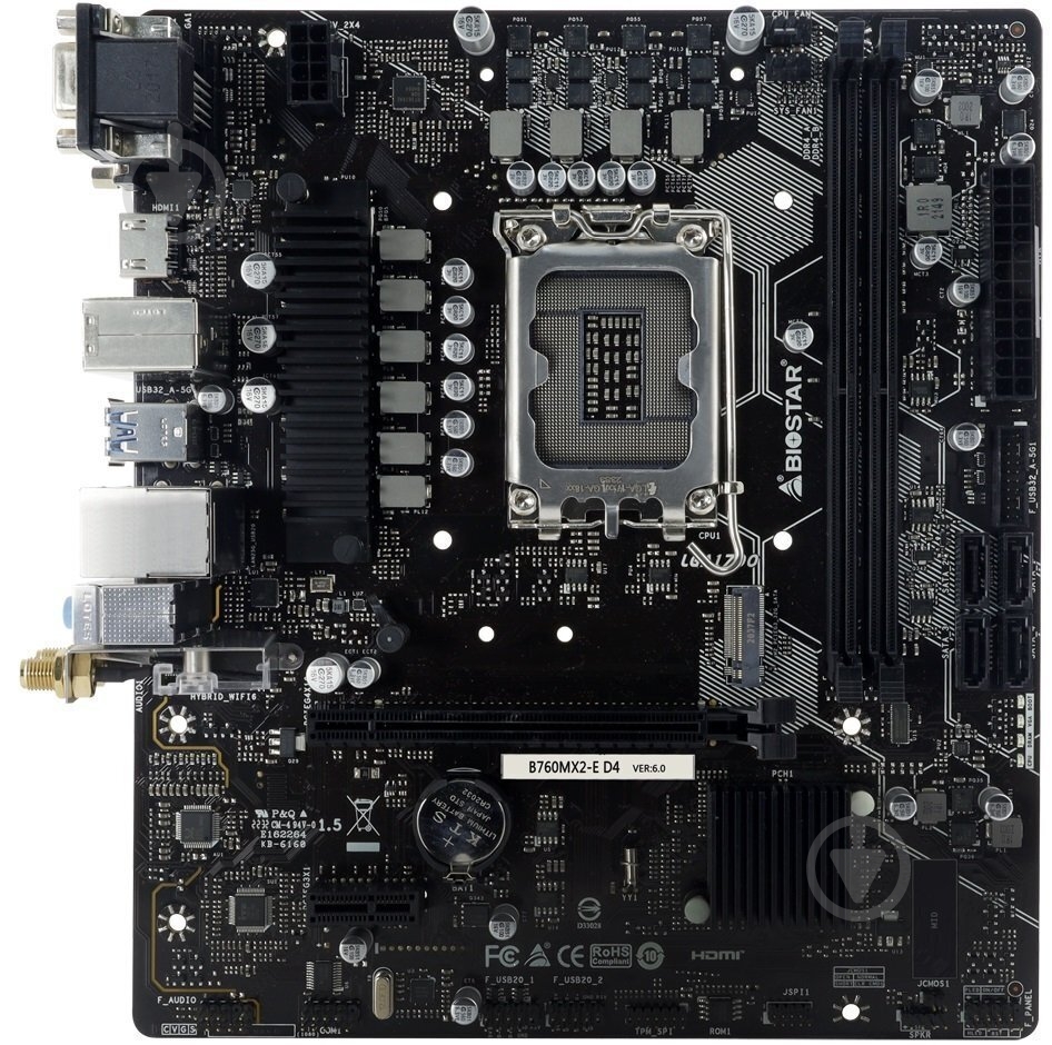Материнская плата Biostar B760MX2-E D4 (Socket 1700, Intel B760, micro ATX) - фото 1 Материнская плата Biostar B760MX2-E D4 (Socket 1700, Intel B760, micro ATX) - фото 1