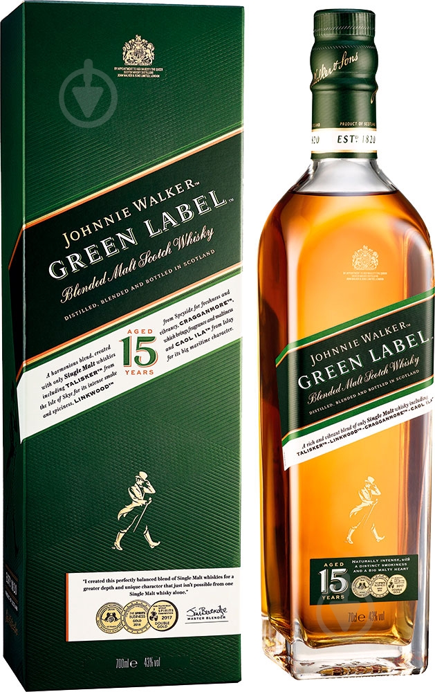 Віскі Johnnie Walker Green label 15 років витримки 0,7 л - фото 1 Віскі Johnnie Walker Green label 15 років витримки 0,7 л - фото 1