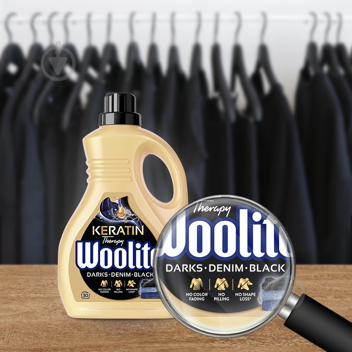 Гель для машинного та ручного прання Woolite для чорних та джинсових тканин з кератином 1,8 л - фото 5