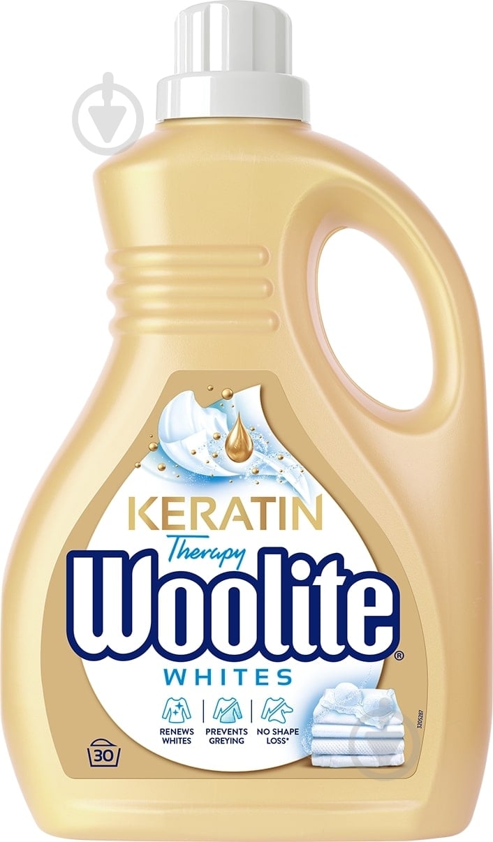 Гель для машинной и ручной стирки Woolite для светлых и белых тканей с кератином 1,8 л - фото 1