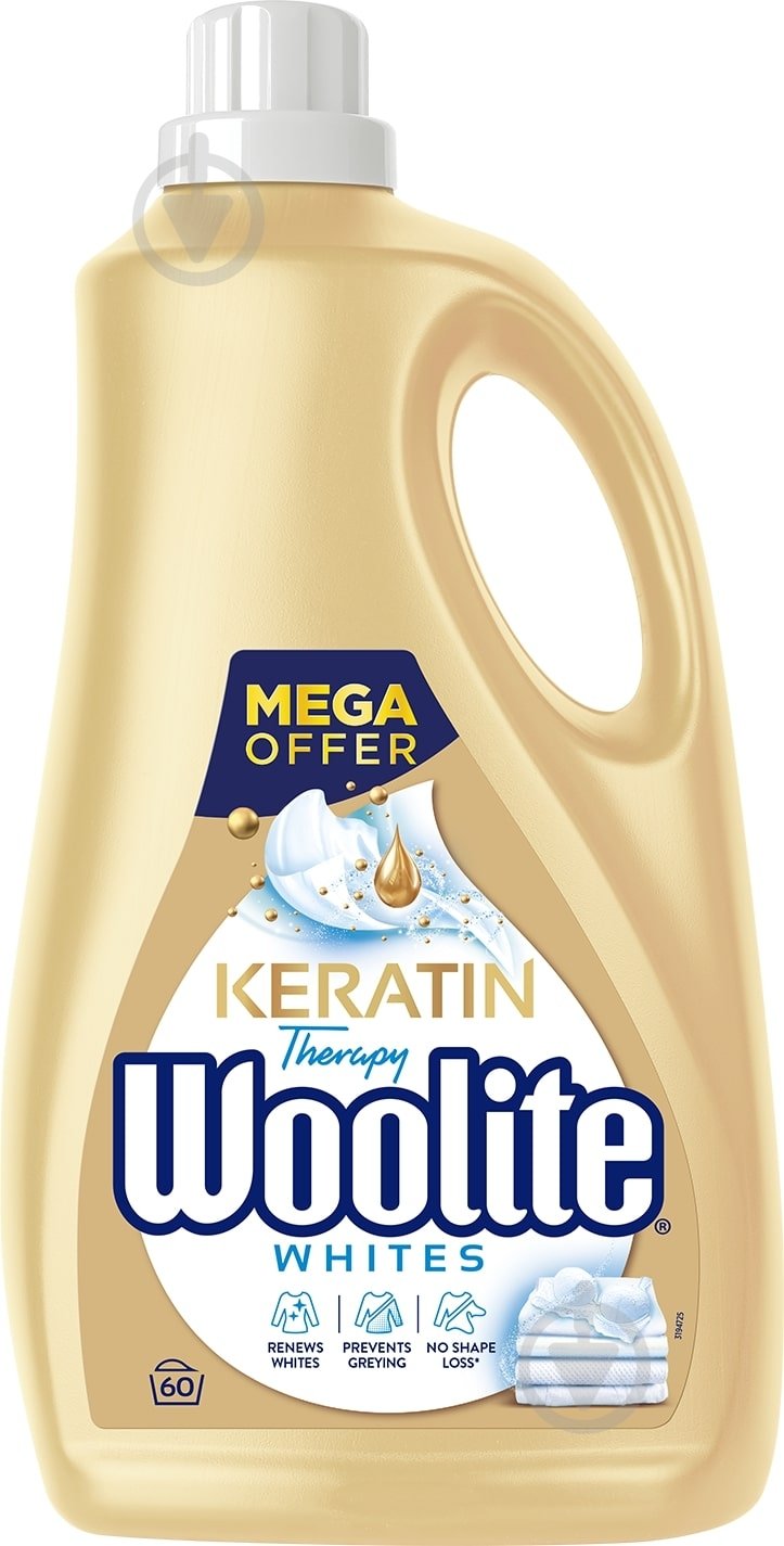 Гель для машинной и ручной стирки Woolite для светлых и белых тканей с кератином 3,6 л - фото 1