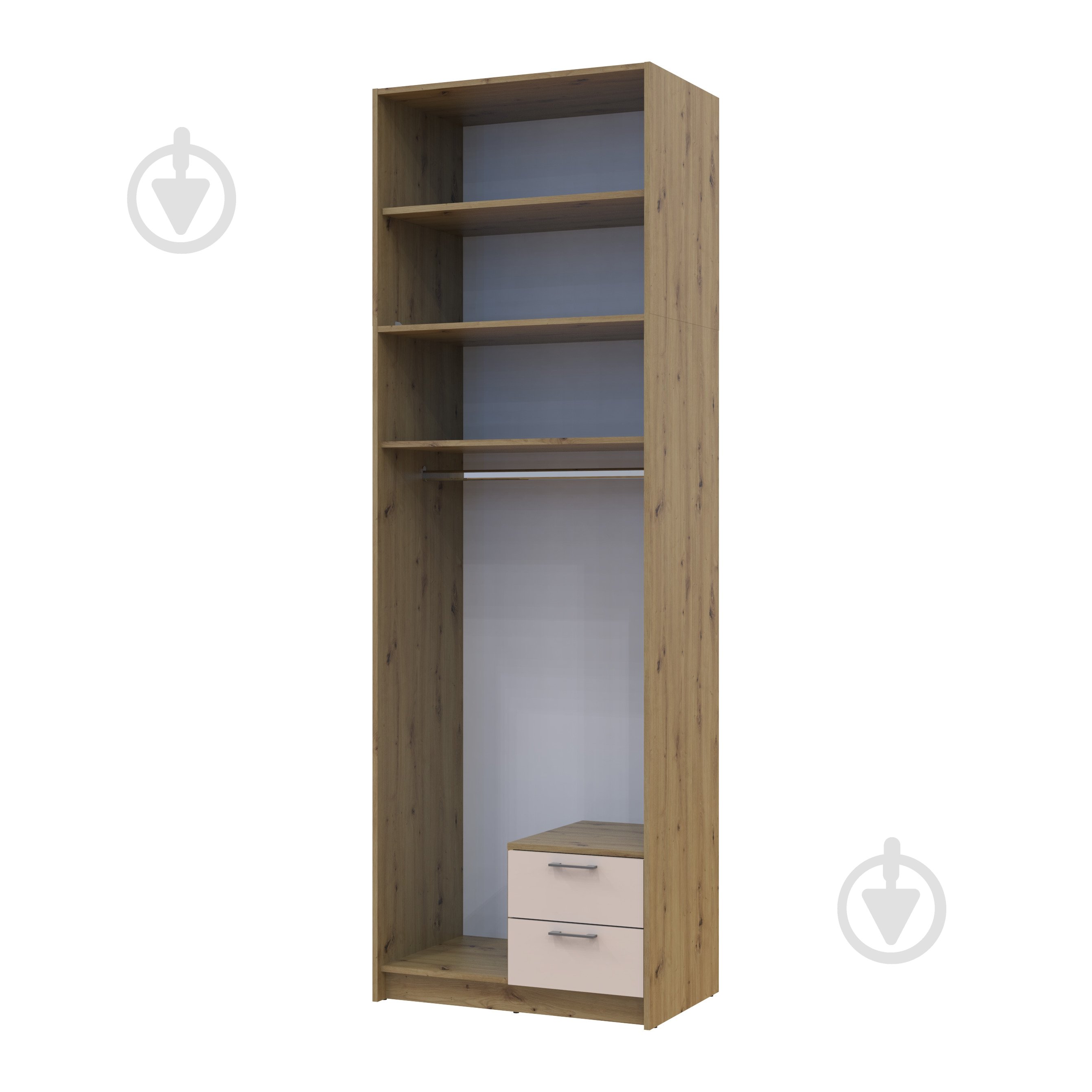 Шафа для одягу Doros Ронді з високою антресолею 2ДСП 2600х820х520 мм дуб артізан / кашемір - фото 3 Шафа для одягу Doros Ронді з високою антресолею 2ДСП 2600х820х520 мм дуб артізан / кашемір - фото 3