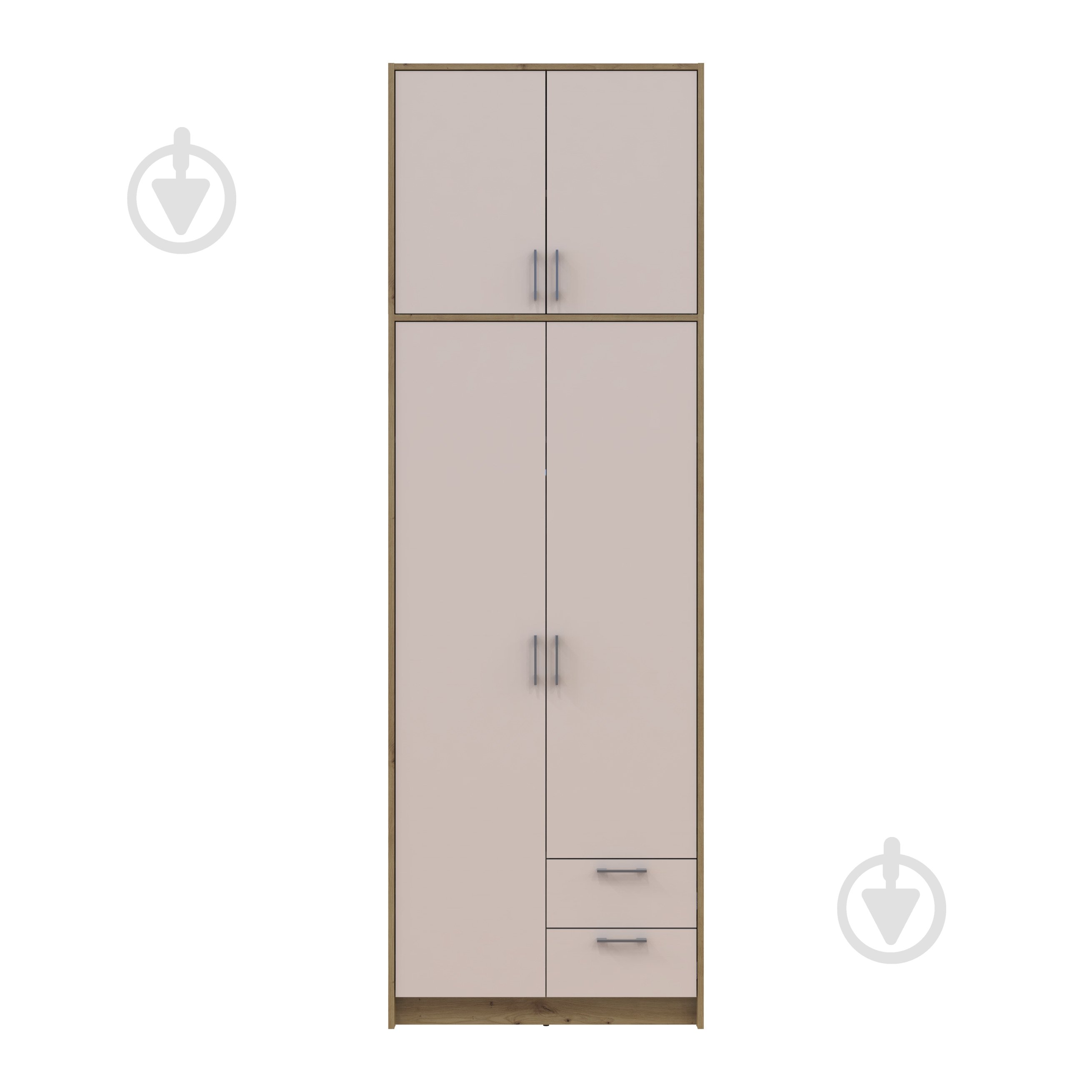 Шафа для одягу Doros Ронді з високою антресолею 2ДСП 2600х820х520 мм дуб артізан / кашемір - фото 4 Шафа для одягу Doros Ронді з високою антресолею 2ДСП 2600х820х520 мм дуб артізан / кашемір - фото 4