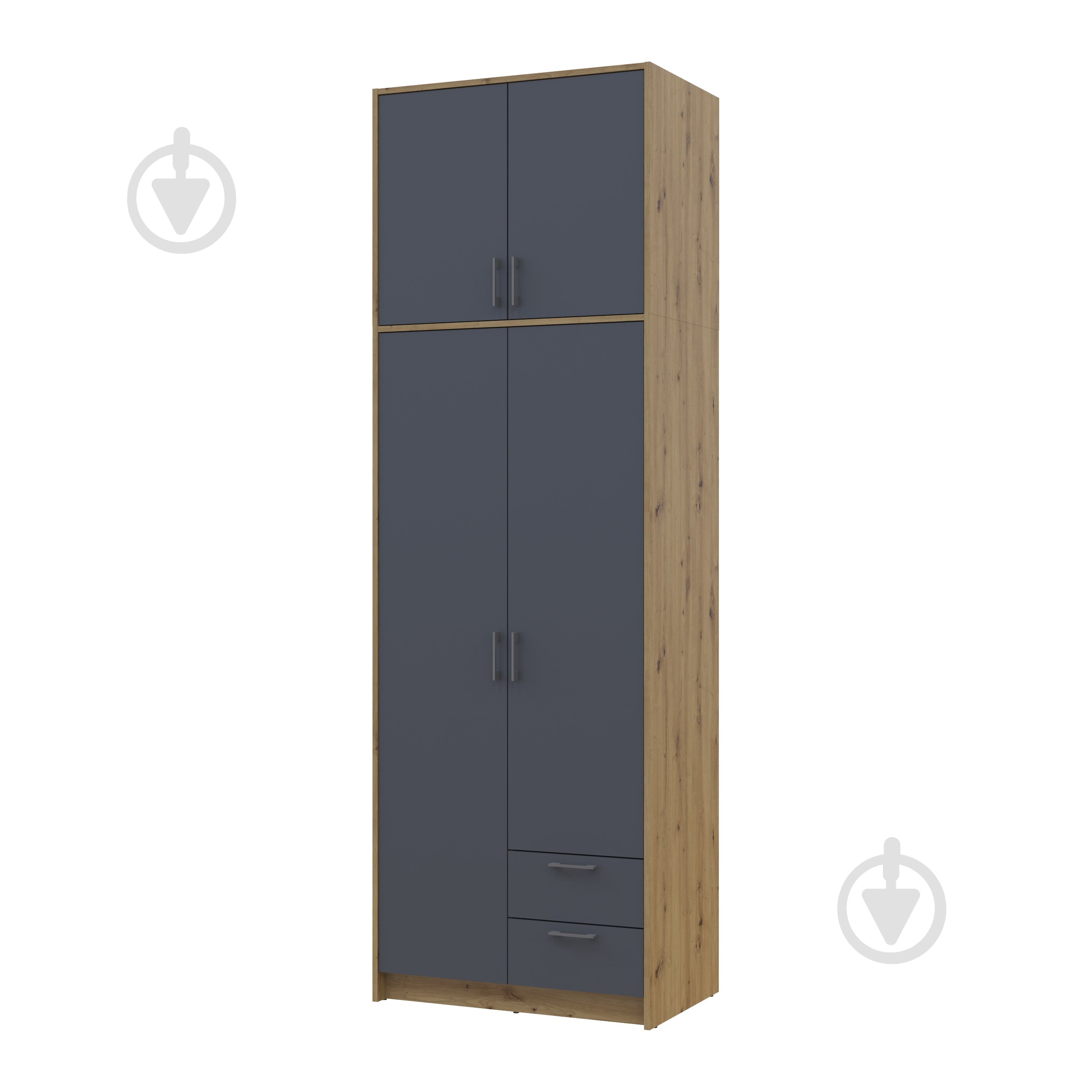 Шафа для одягу Doros Ронді з високою антресолею 2ДСП 2600х820х520 мм дуб артізан / графіт - фото 1 Шафа для одягу Doros Ронді з високою антресолею 2ДСП 2600х820х520 мм дуб артізан / графіт - фото 1