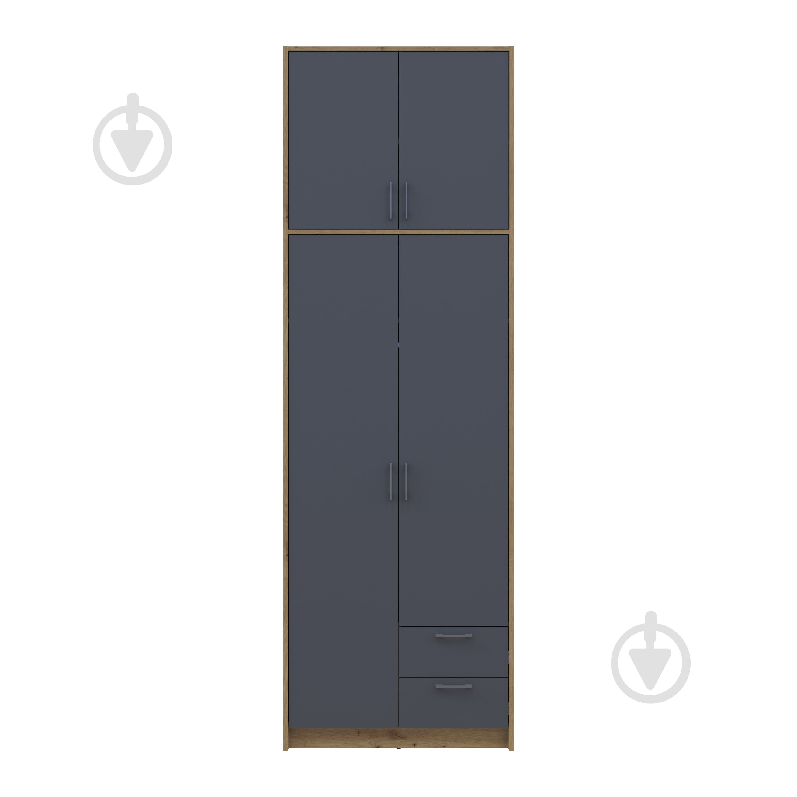 Шафа для одягу Doros Ронді з високою антресолею 2ДСП 2600х820х520 мм дуб артізан / графіт - фото 4 Шафа для одягу Doros Ронді з високою антресолею 2ДСП 2600х820х520 мм дуб артізан / графіт - фото 4